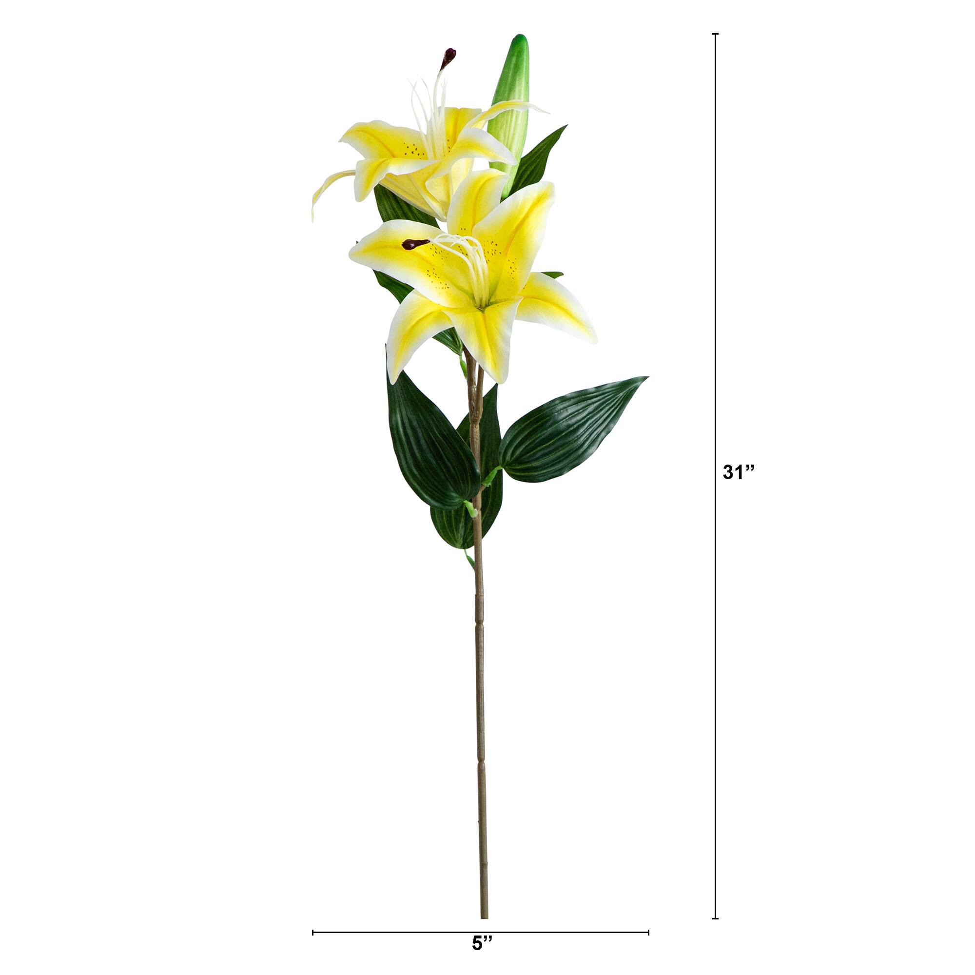 31&#x22; Yellow Lily Flower Stems, 3ct.