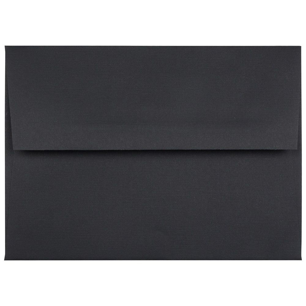 JAM Paper A7 Black Linen Silver Foil Lined Invitation Envelopes