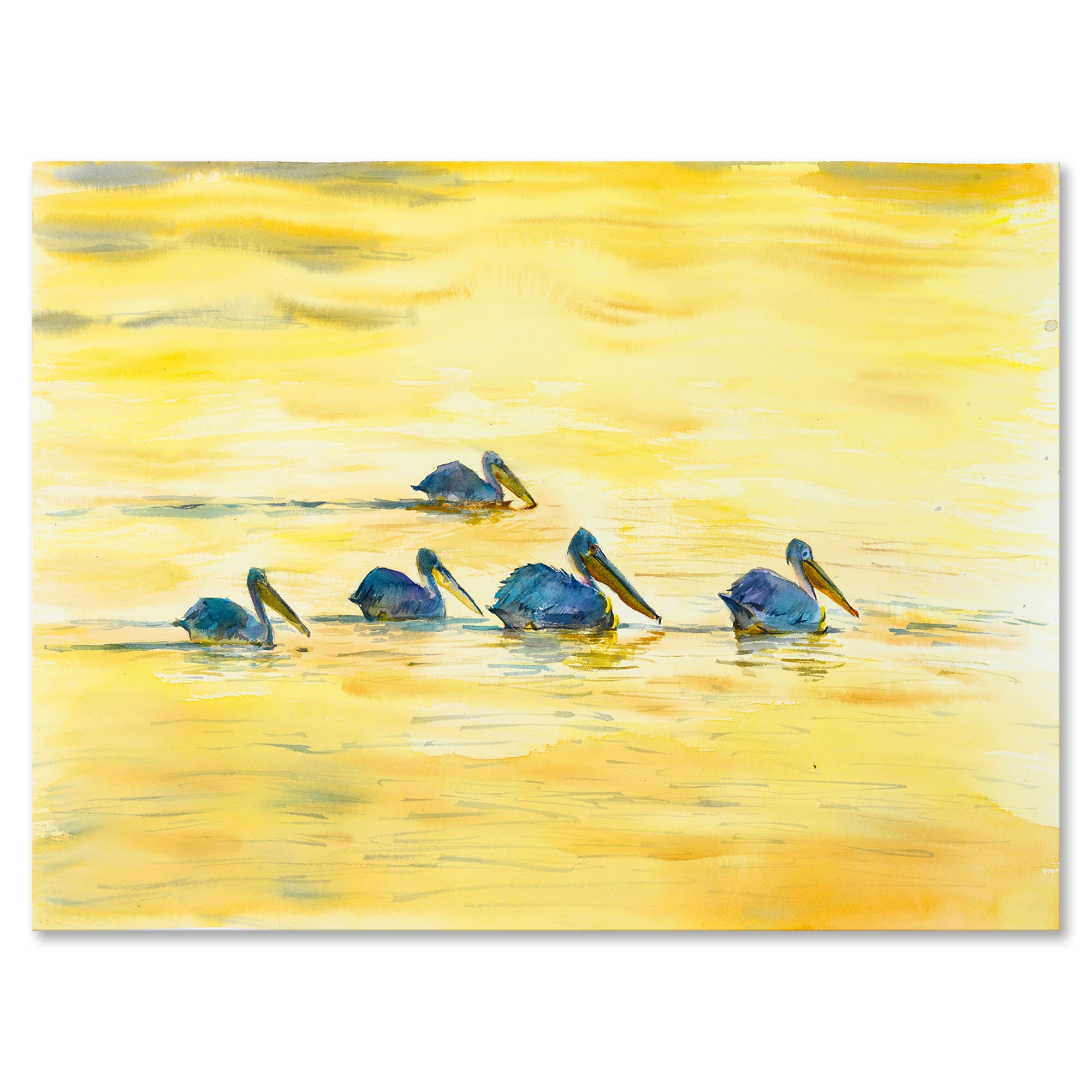 Designart - Pelicans On The Yellow River - Farmhouse Canvas Wall Art Print