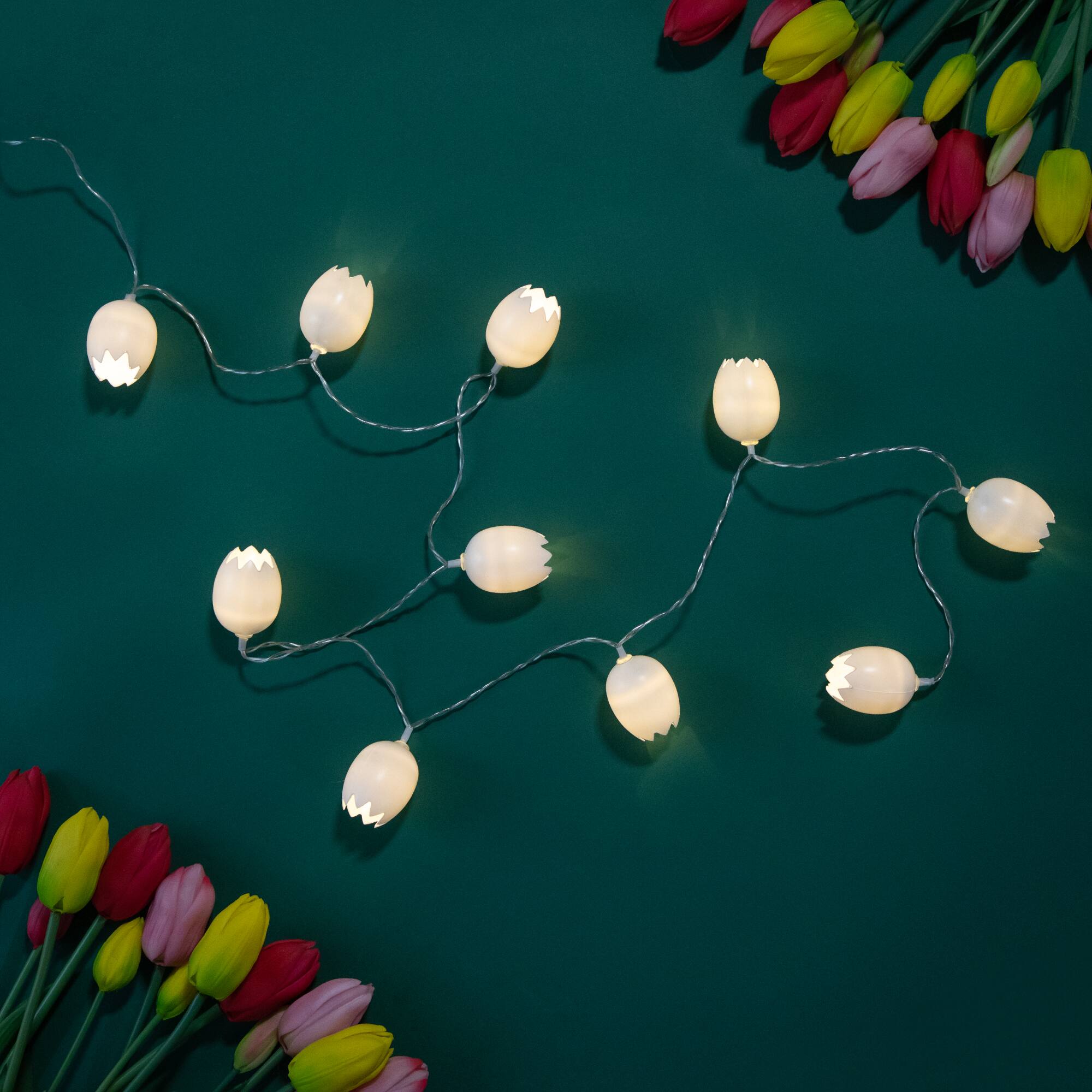 10ct. Cracked Easter Egg LED String Lights with Clear Wire