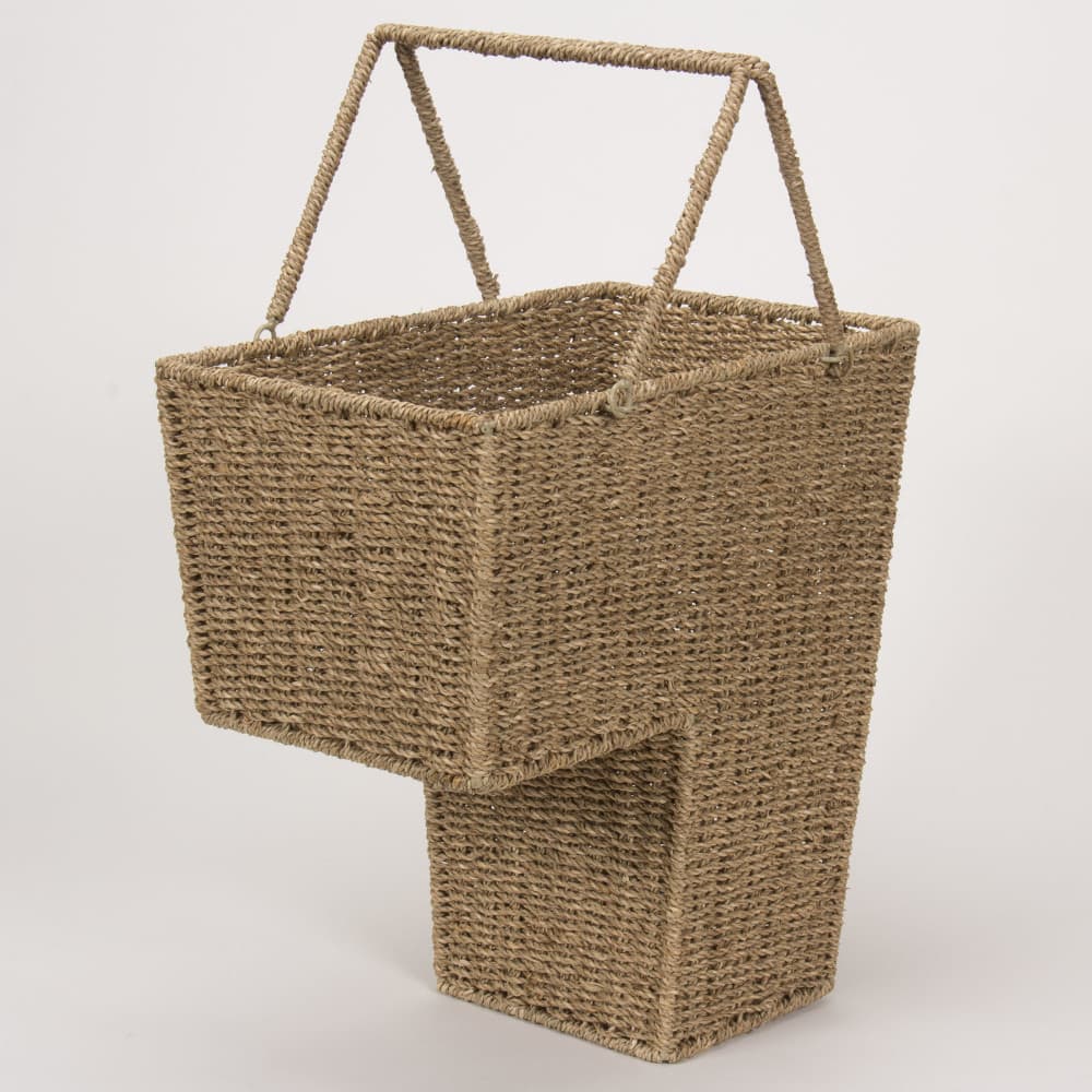Household Essentials Seagrass &#x26; Corn Husk Wicker Stair Basket 