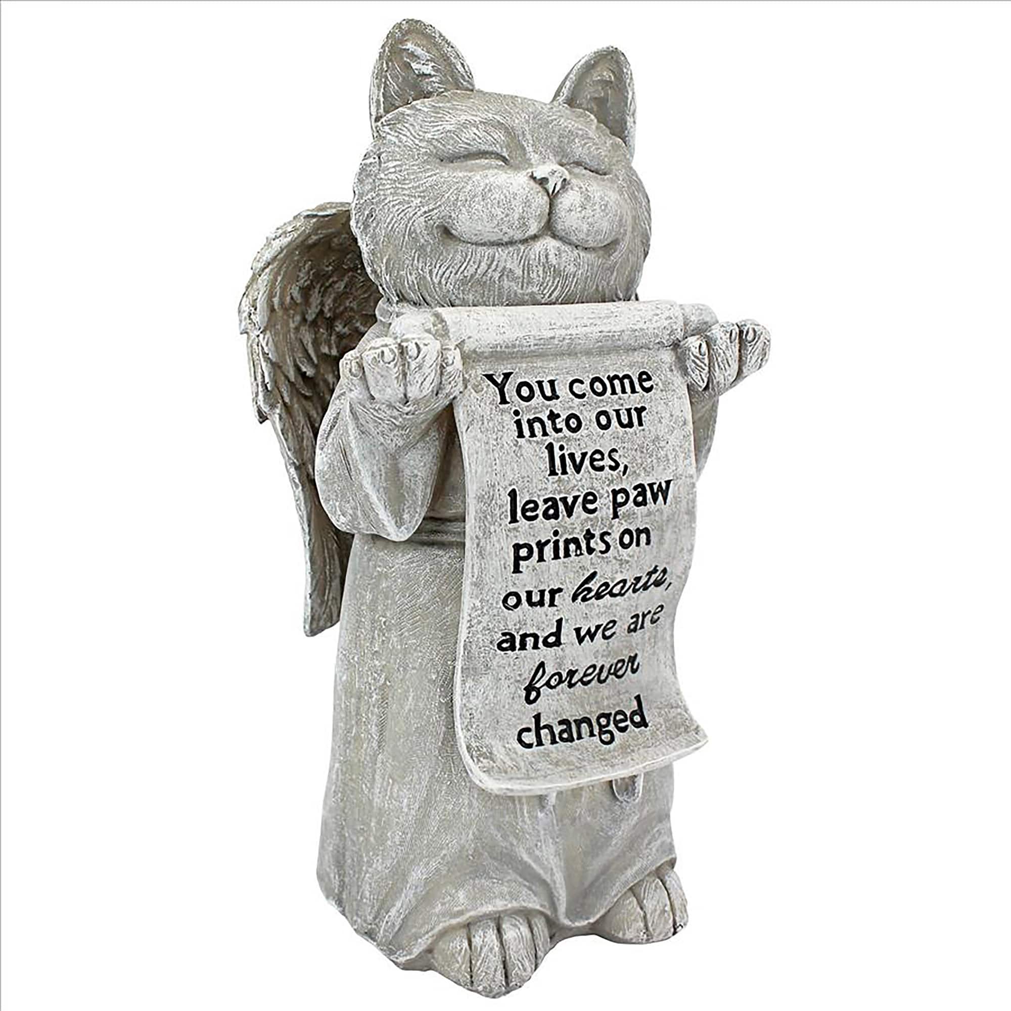Design Toscano 10" Paw Prints on our Hearts Memorial Cat Statue