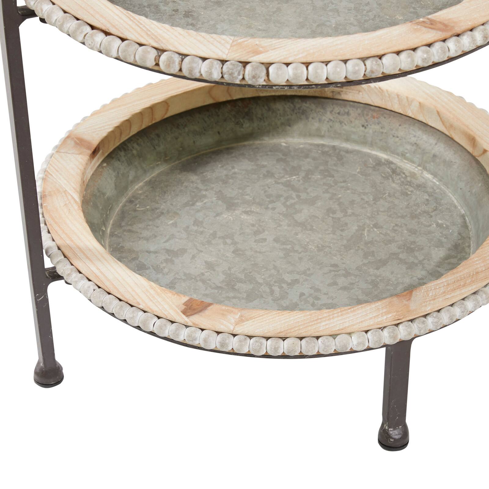 Gray Metal Farmhouse Tiered Server, 20&#x22; x 16&#x22; x 15&#x22;