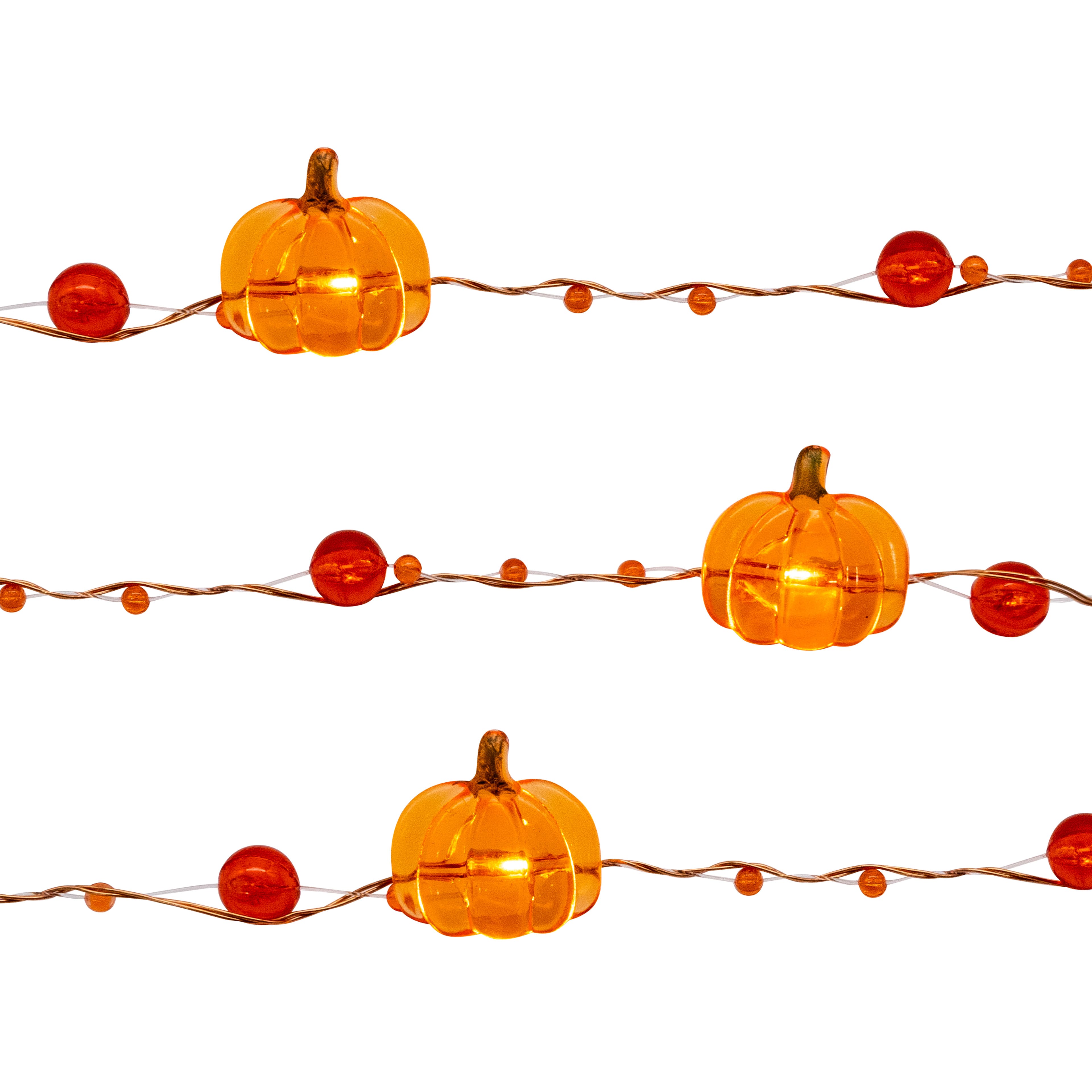 18ct. Warm White LED Pumpkin Icon &#x26; Beads String Lights by Ashland&#xAE;