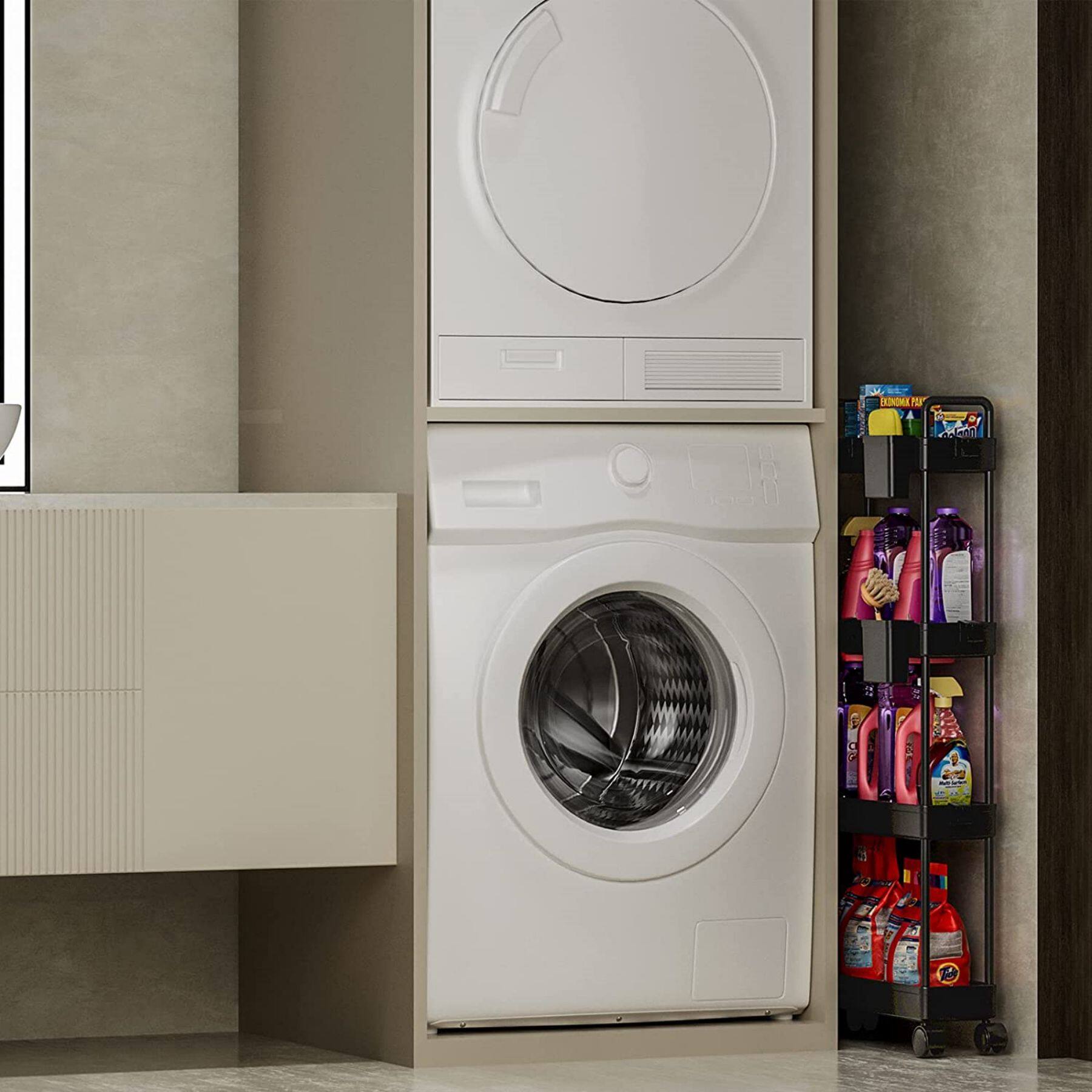 Black 4-Tier Slim Storage Cart Set