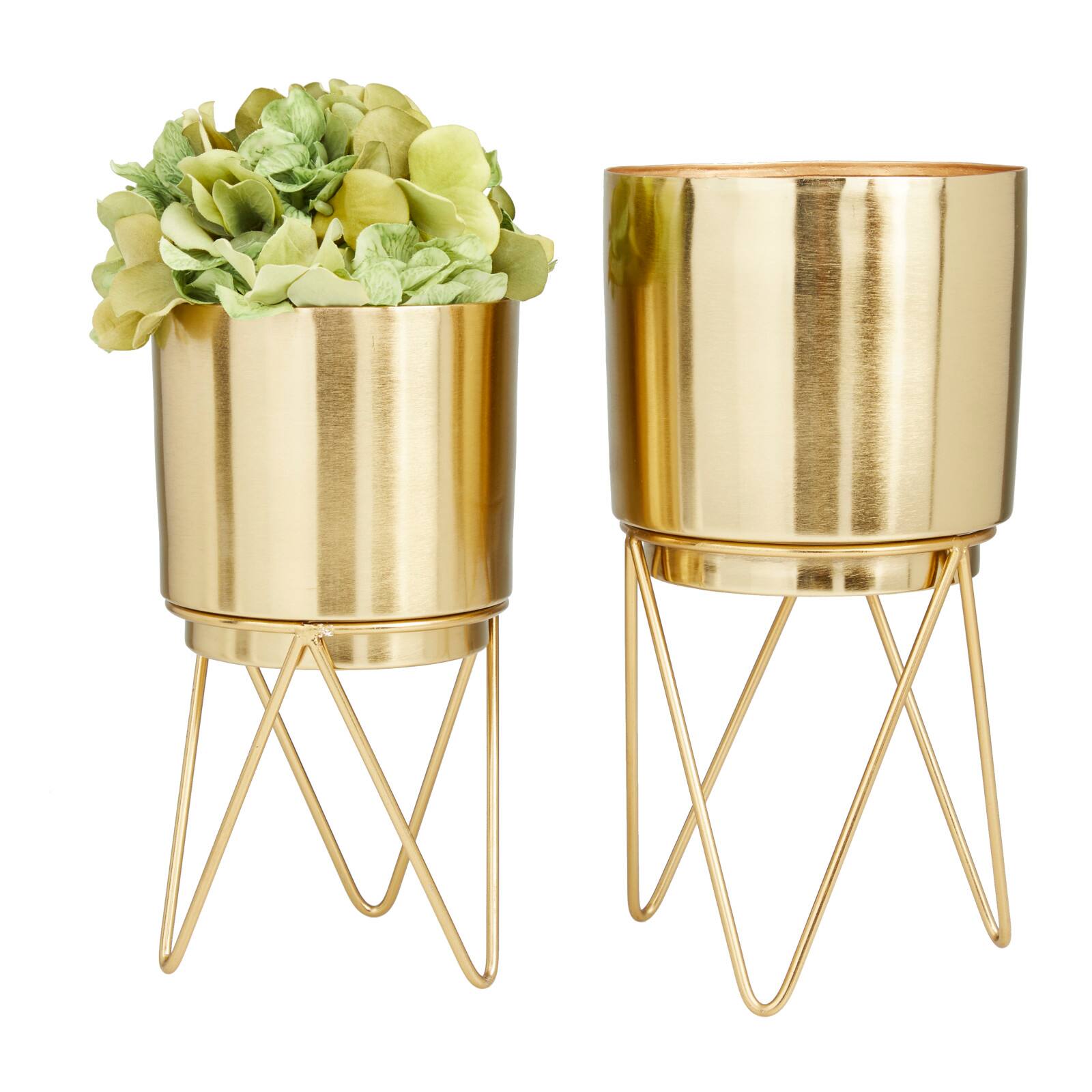 Gold Modern Planter, Set of 2&#x22; 6&#x22;, 6&#x22;
