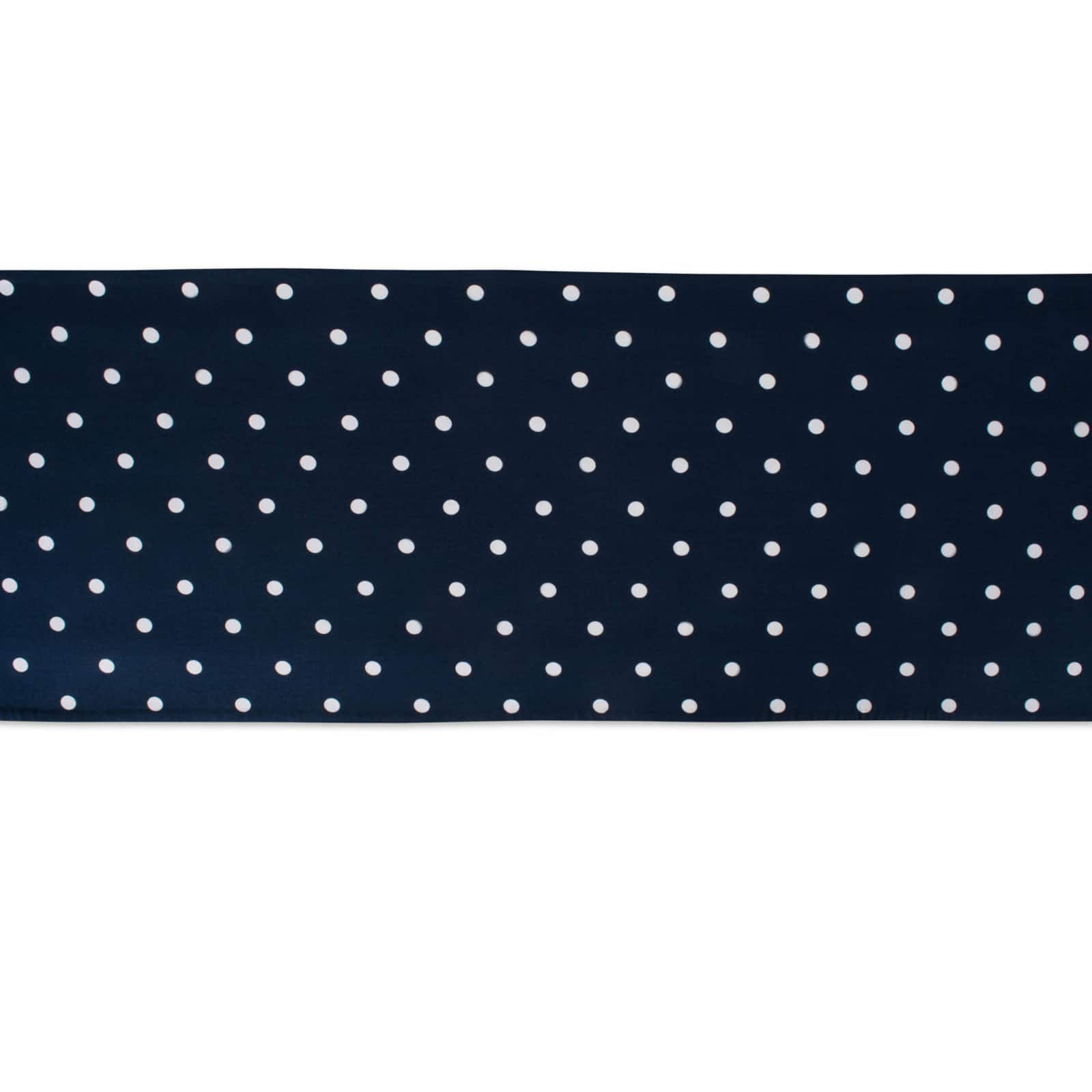 White/Navy Reversible Polka Dot Table Runner 14" x 90"