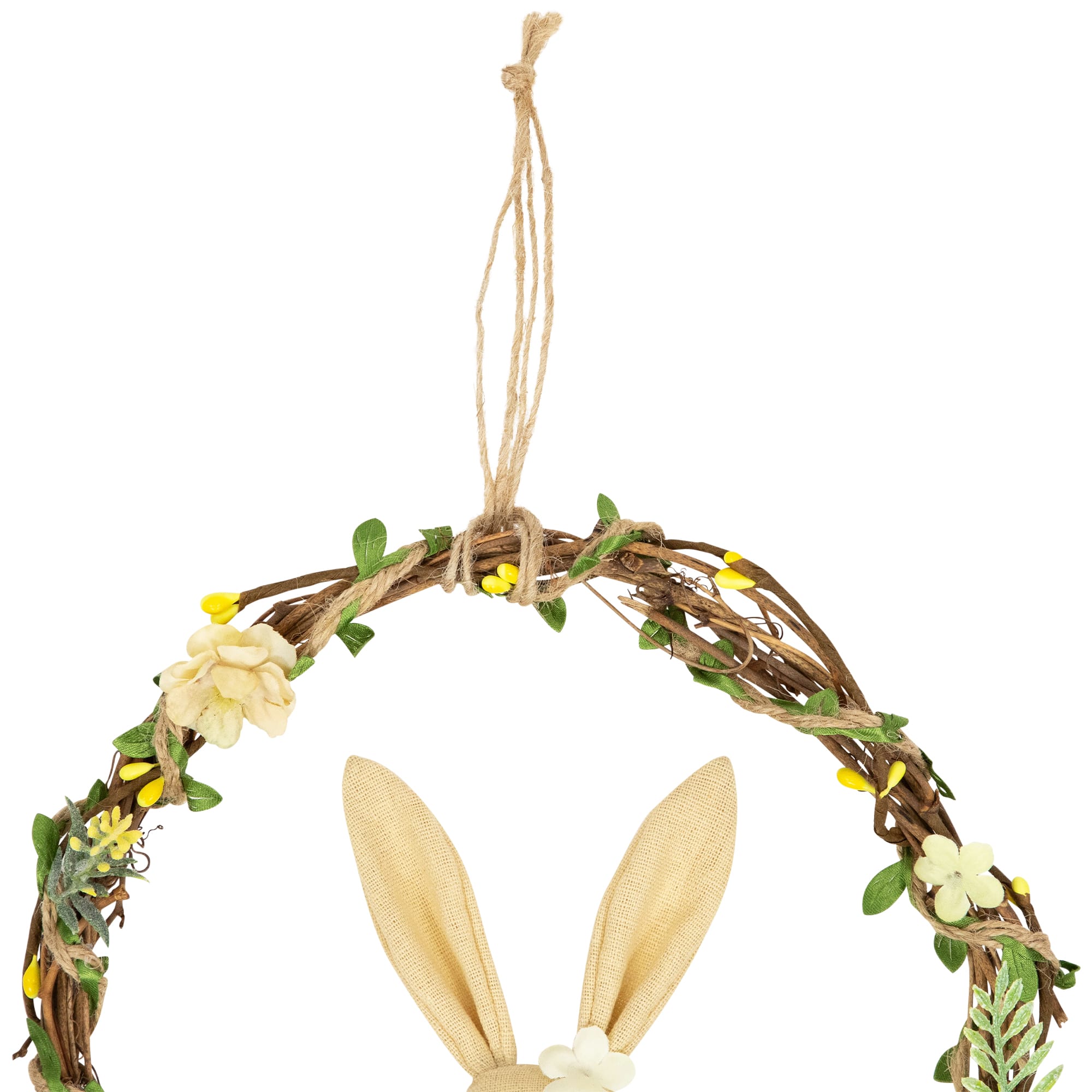 10&#x22; Bunny with Flowers Artificial Easter Twig Wreath