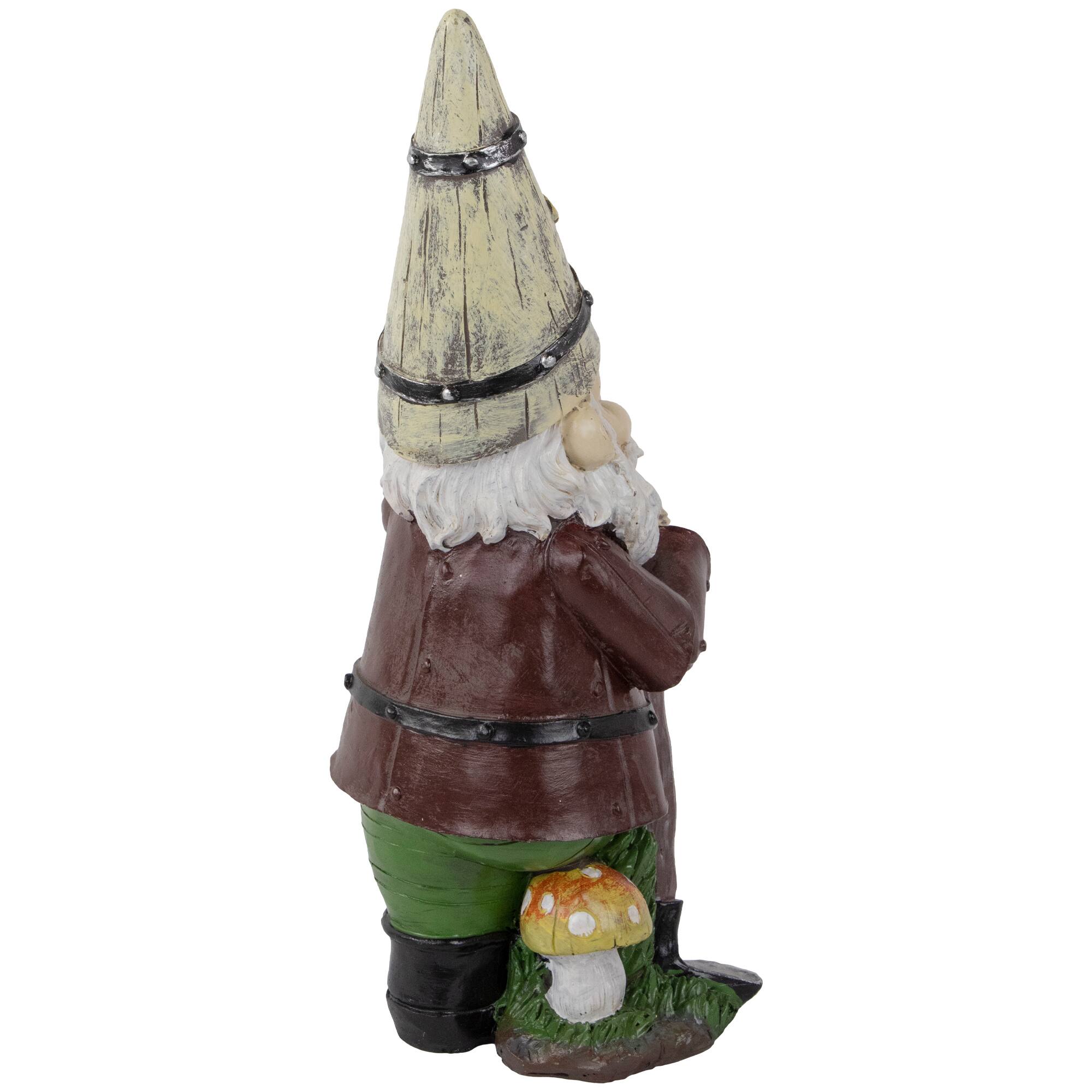 15.25" Gnome with Butterfly & Ladybug Outdoor Garden Statue