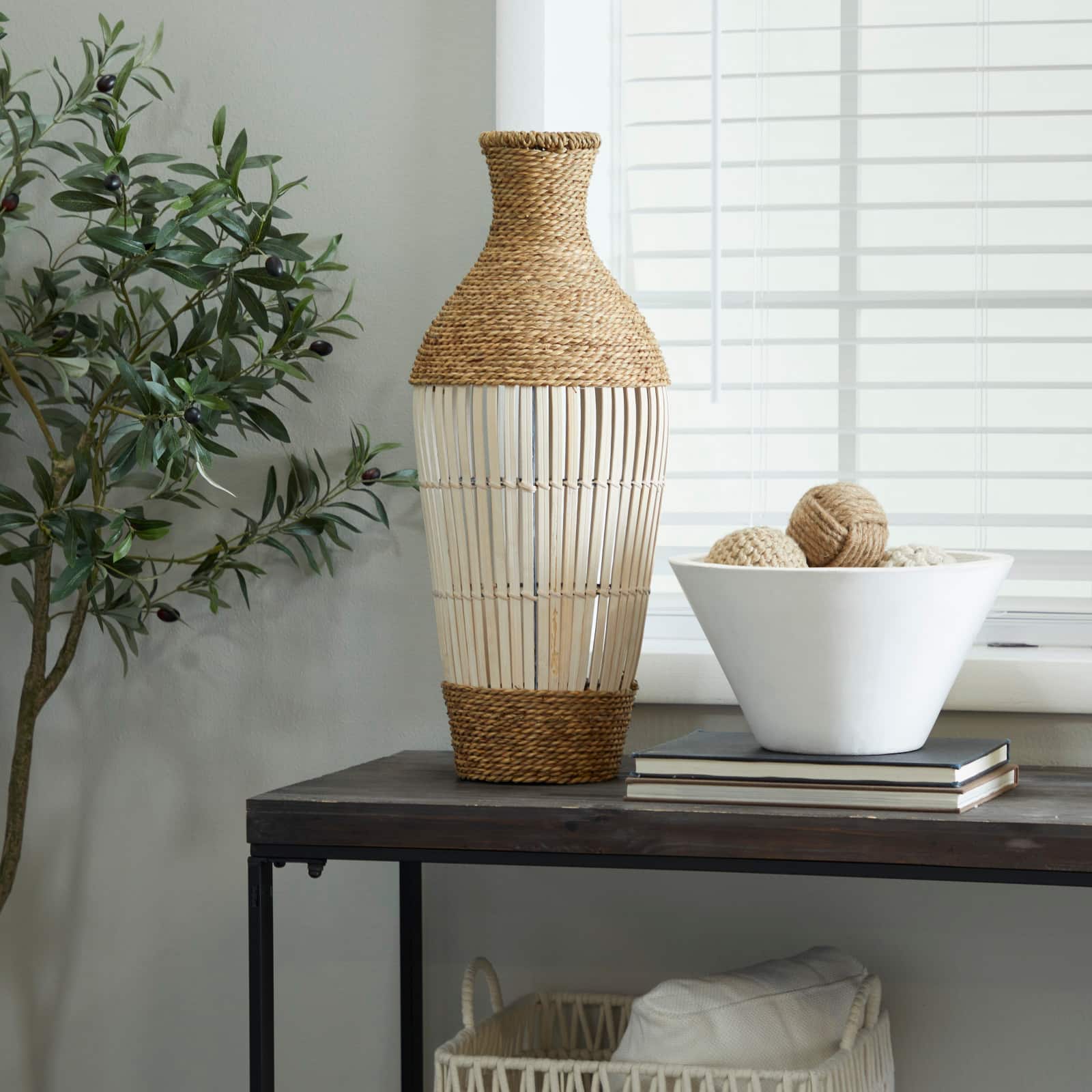 Brown Seagrass Handmade Tall Woven Floor Vase