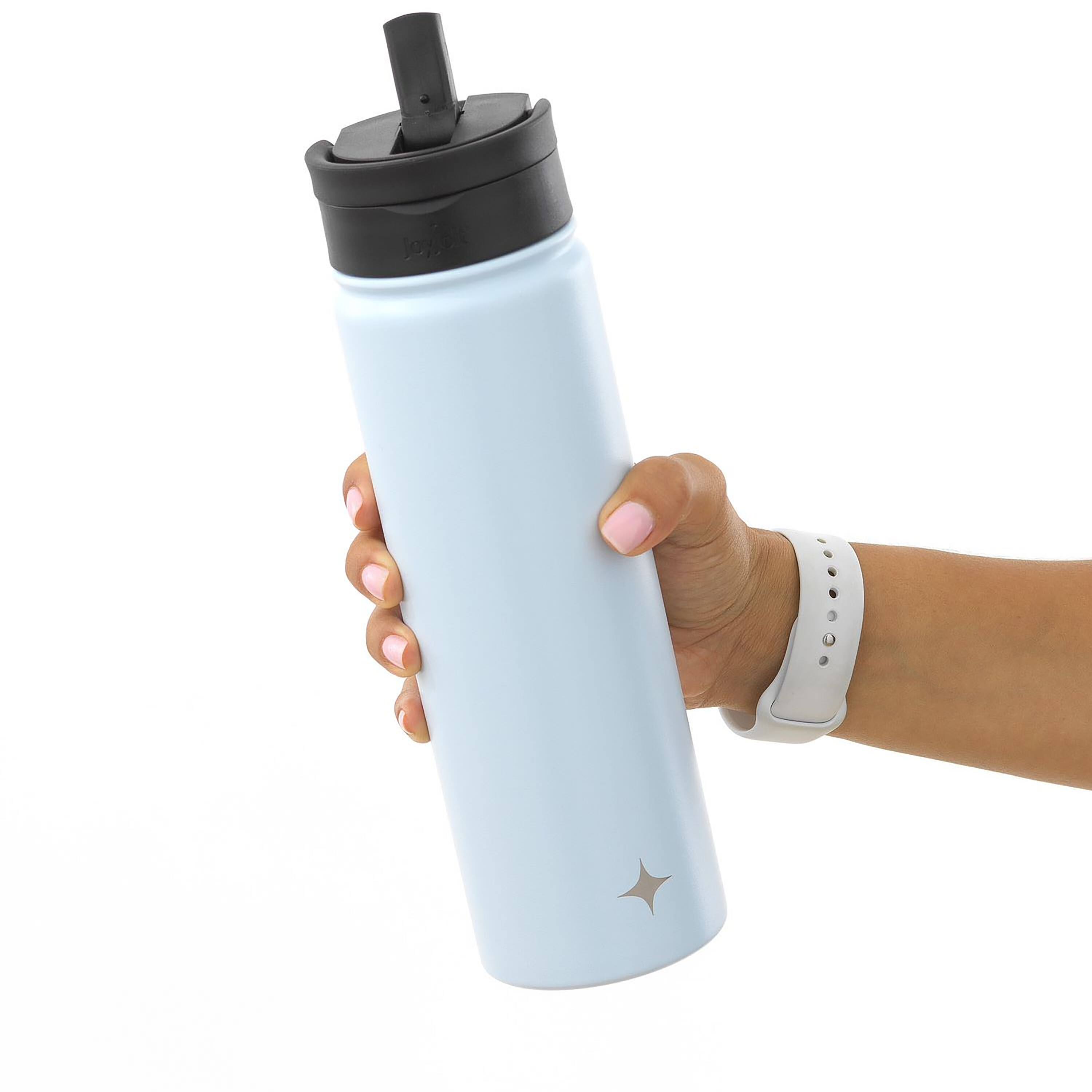 JoyJolt® 22oz. Triple Insulated Water Bottle with Flip Lid & Sport Straw Lid