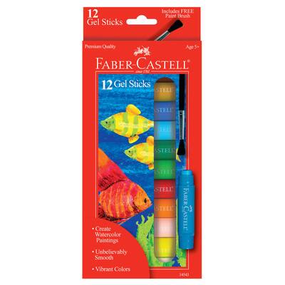 Faber-Castell Gel Stick Set of 12 with free Brush - Set of 12, Assorted