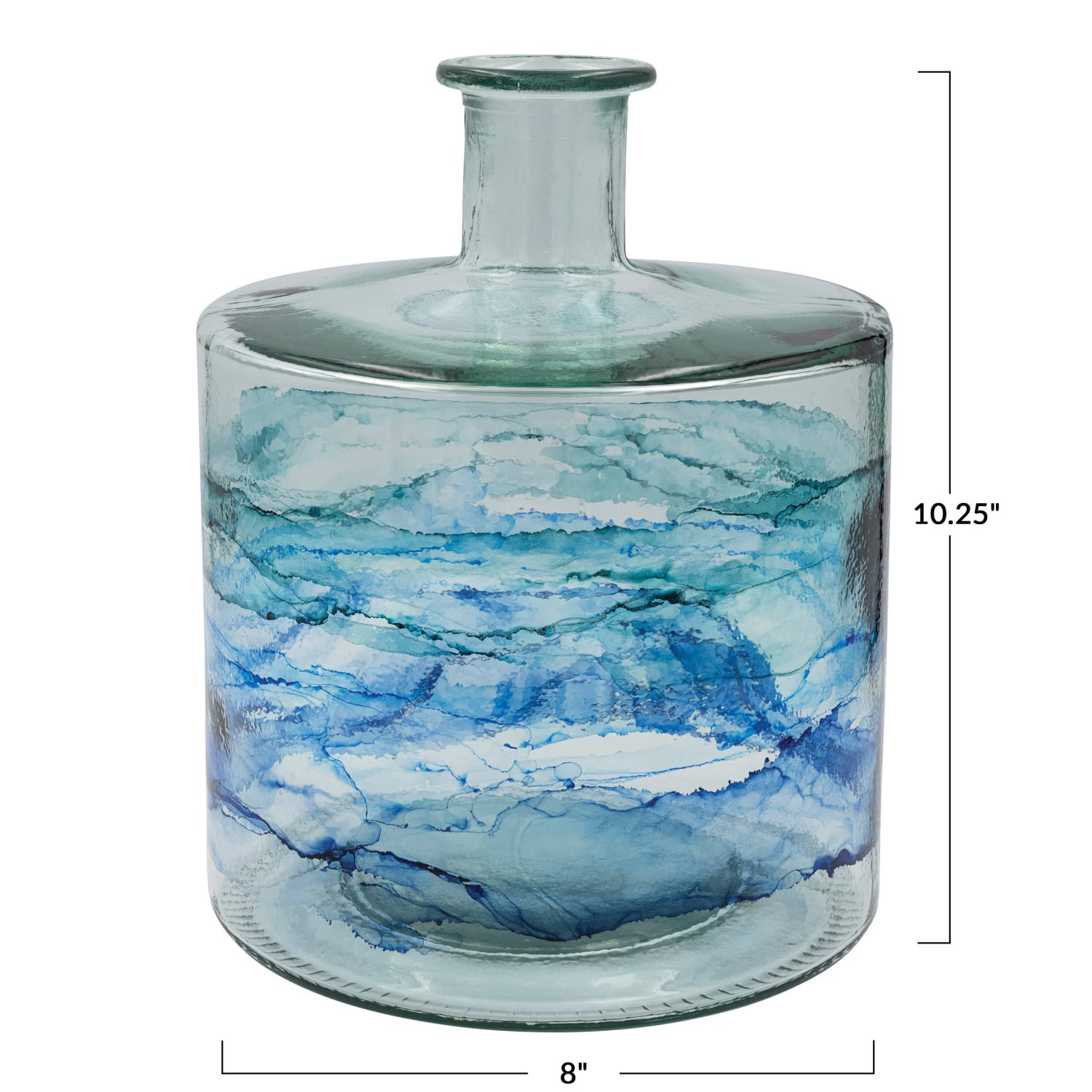 Hello Honey® 10.25" Blue Ombre Hand Painted Reclaimed Glass Vase