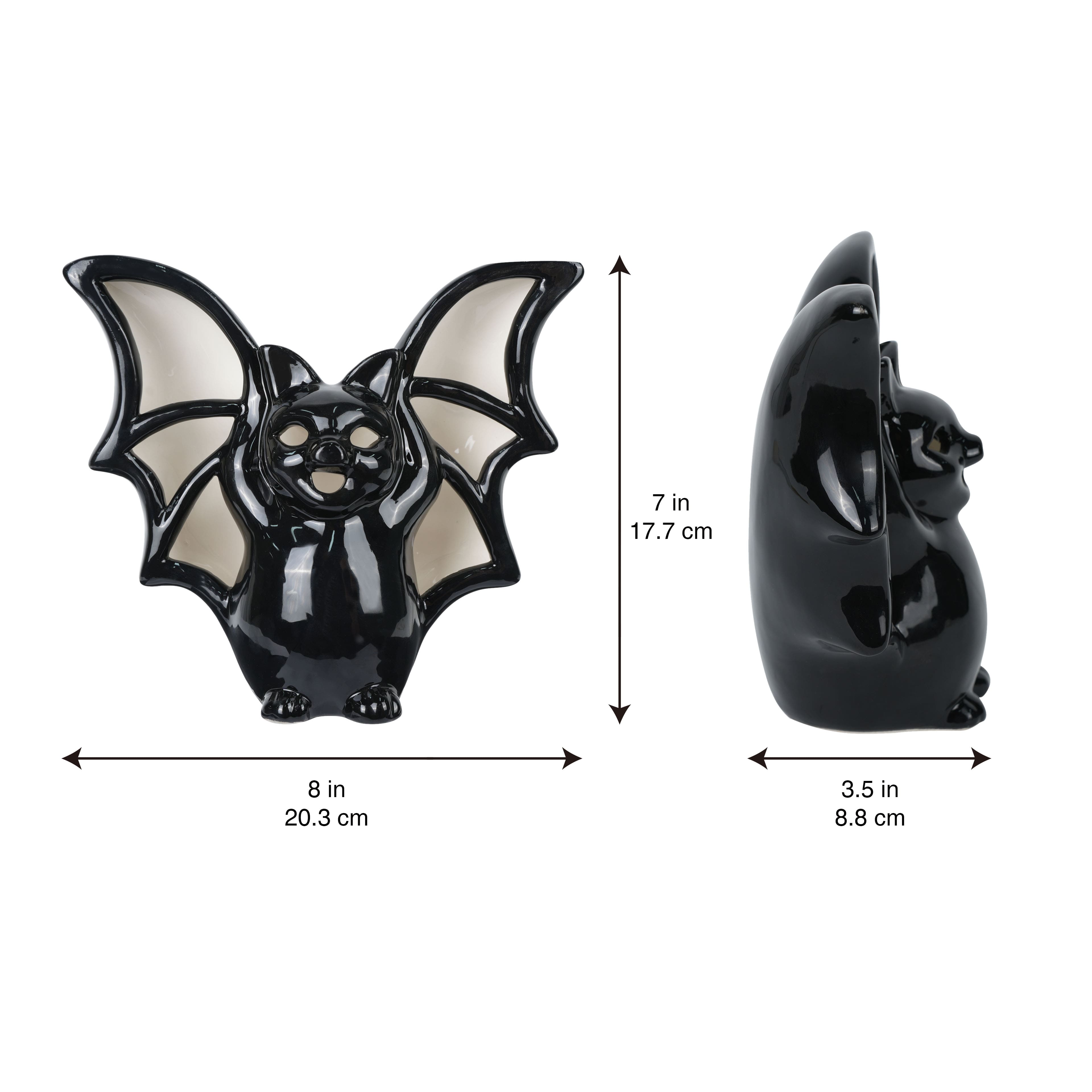 8&#x22; Black Bat LED Ceramic Tabletop D&#xE9;cor by Ashland&#xAE;