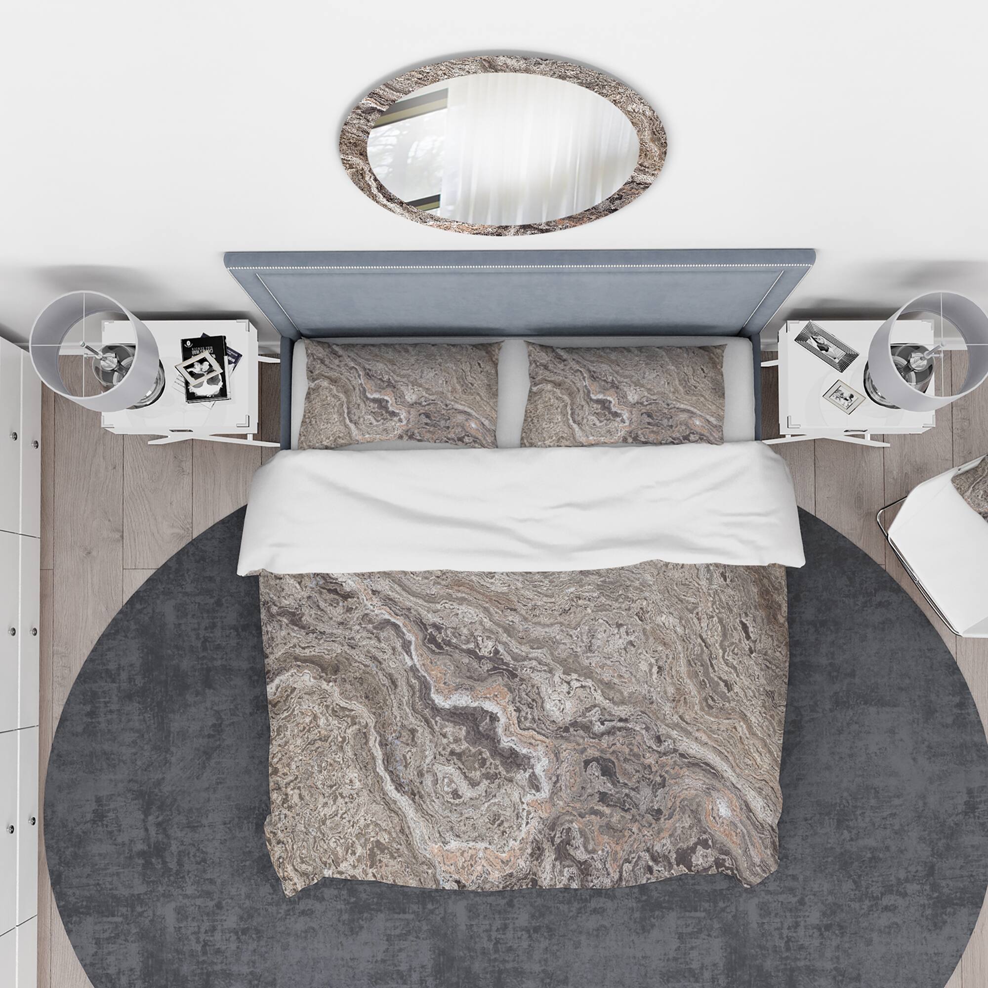 Designart &#x27;Onyx Travertine Tile&#x27; Mid-Century Modern Bedding Set - Duvet Cover &#x26; Shams