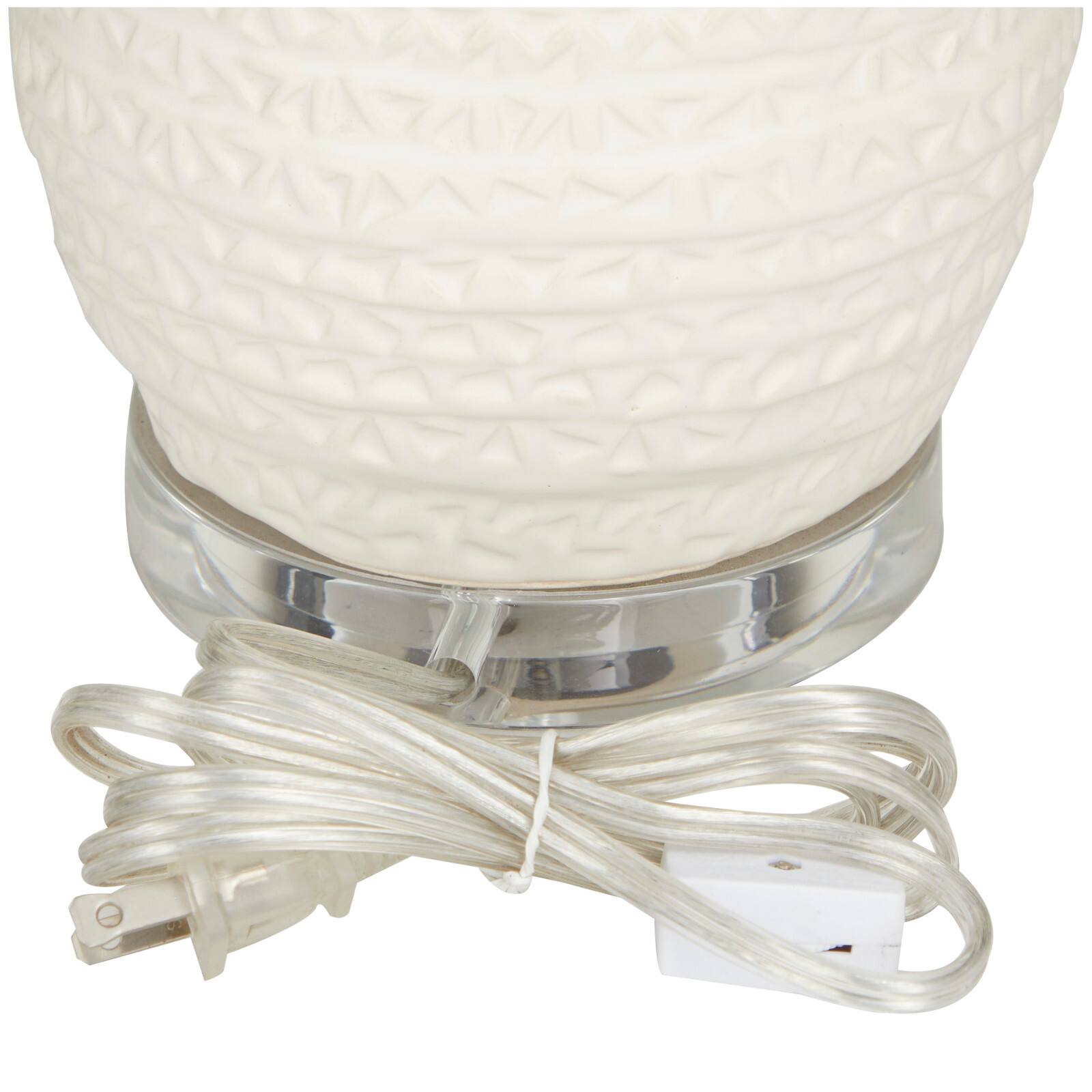 Cream Ceramic Gourd Style Base Table Lamp with Drum Shade 14&#x22; x 14&#x22; x 25&#x22;