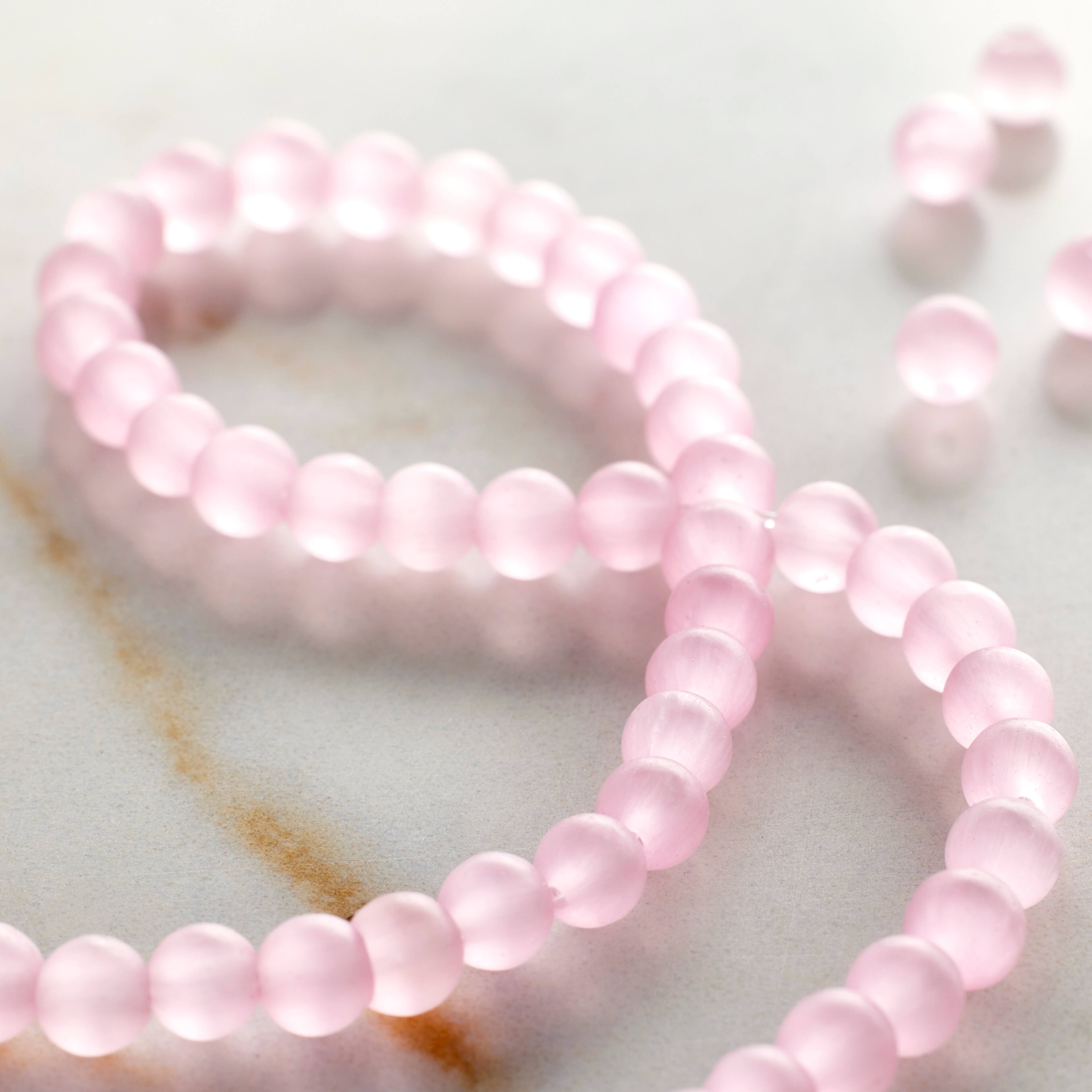 12 Pack: Pink Cat's Eye Round Glass Beads, 4mm by Bead Landing™