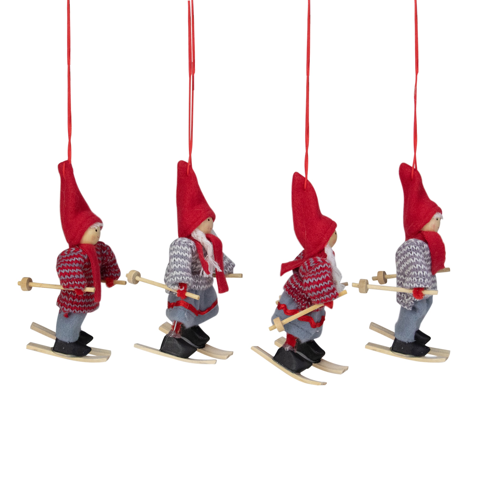 Set of 4 Colorful Holiday Skiing Kids Christmas Ornament Decorations 6&#x22;