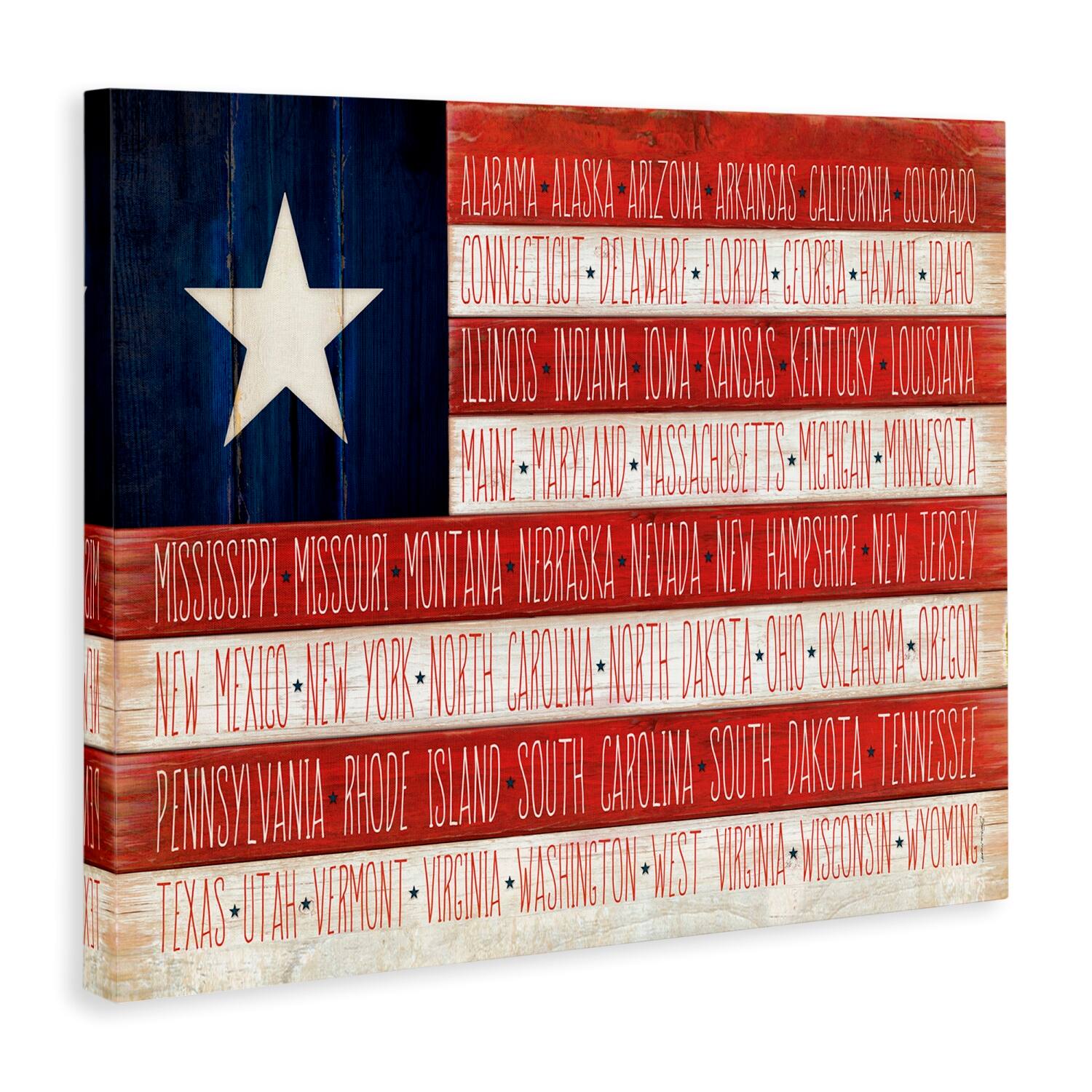 Stupell Industries American Flag with States Canvas Wall Art