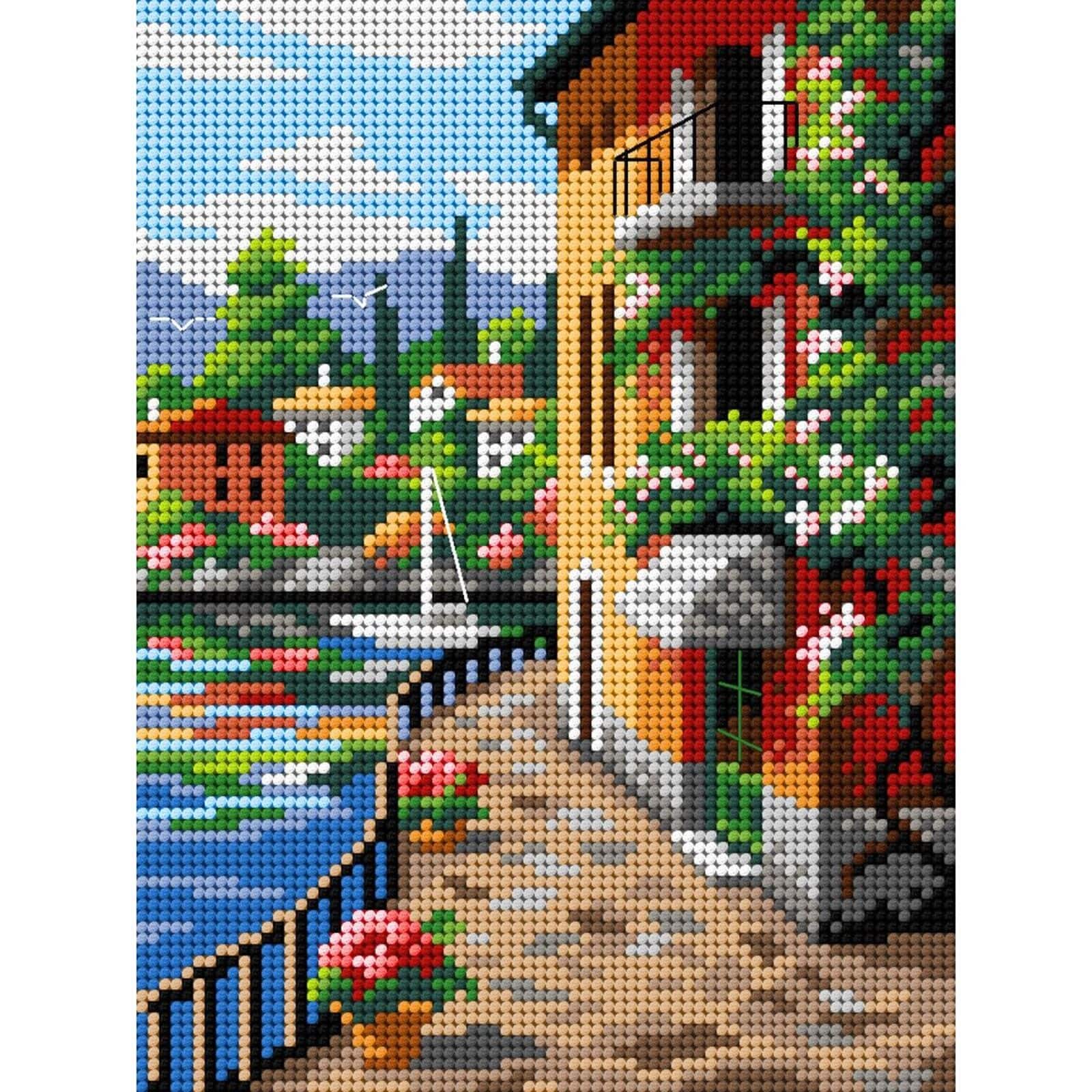 Orchidea Needlepoint Canvas For Halfstitch Without Yarn Sunny Seaside - Printed Tapestry Canvas