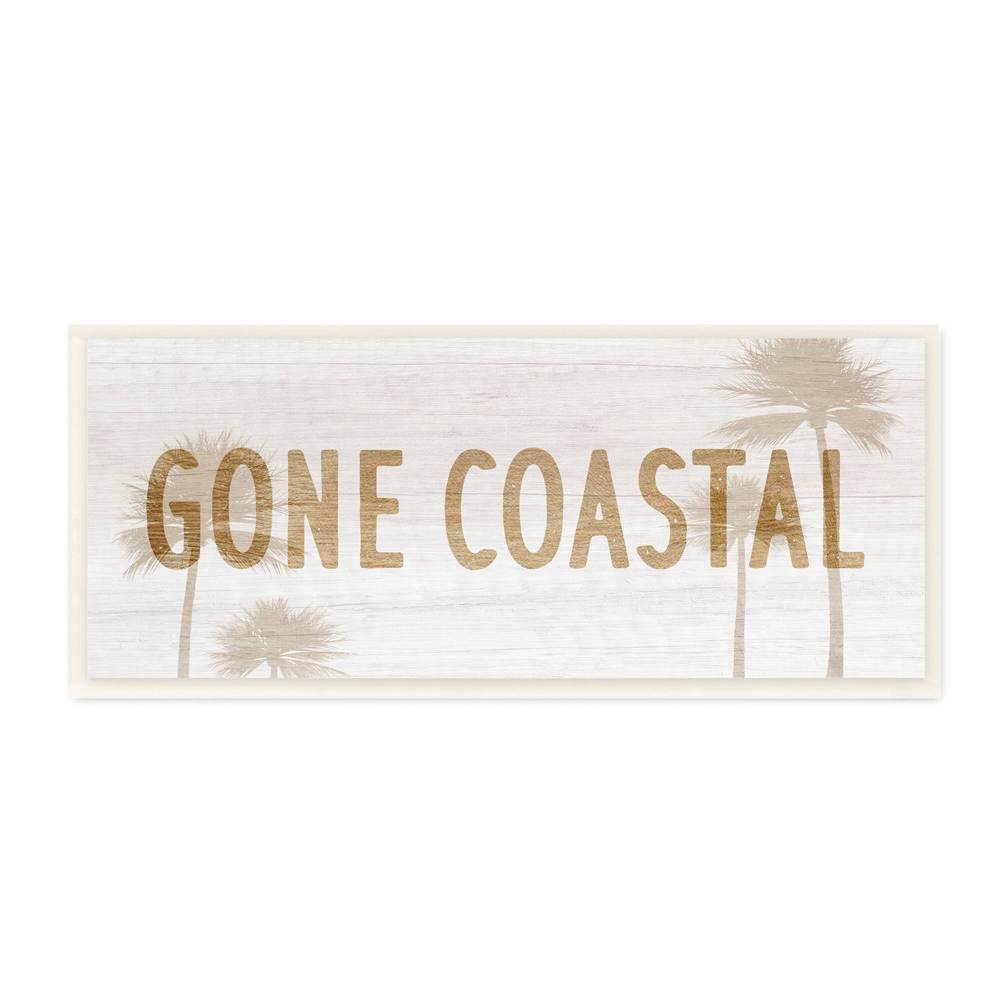 Stupell Industries Gone Coastal Beach Pun Funny Tropical Palm Trees,7" x 17"