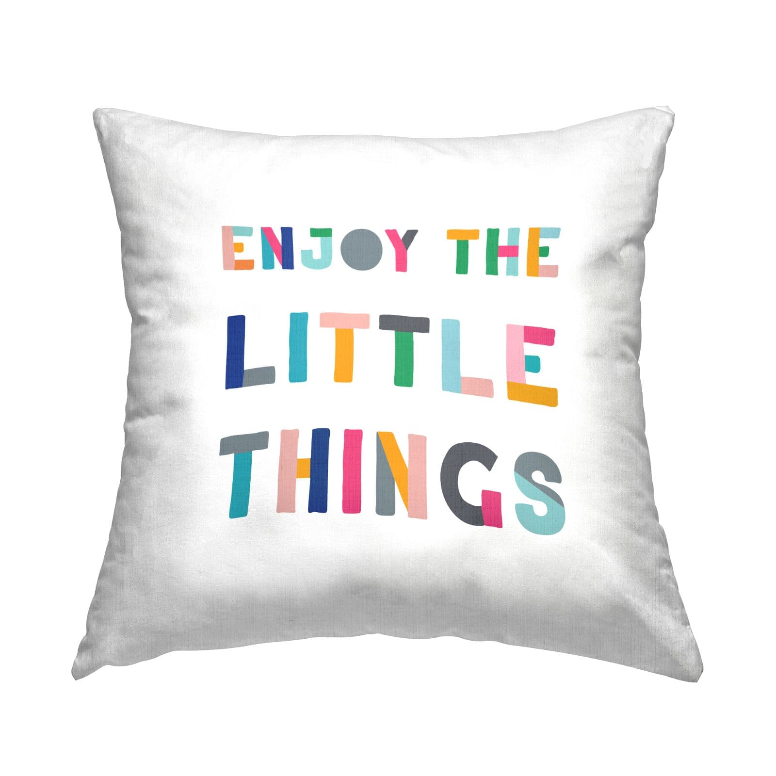 Stupell Industries Enjoy Little Things Kids' Motivational Phrase Block Typography Throw Pillow 18" x 18"