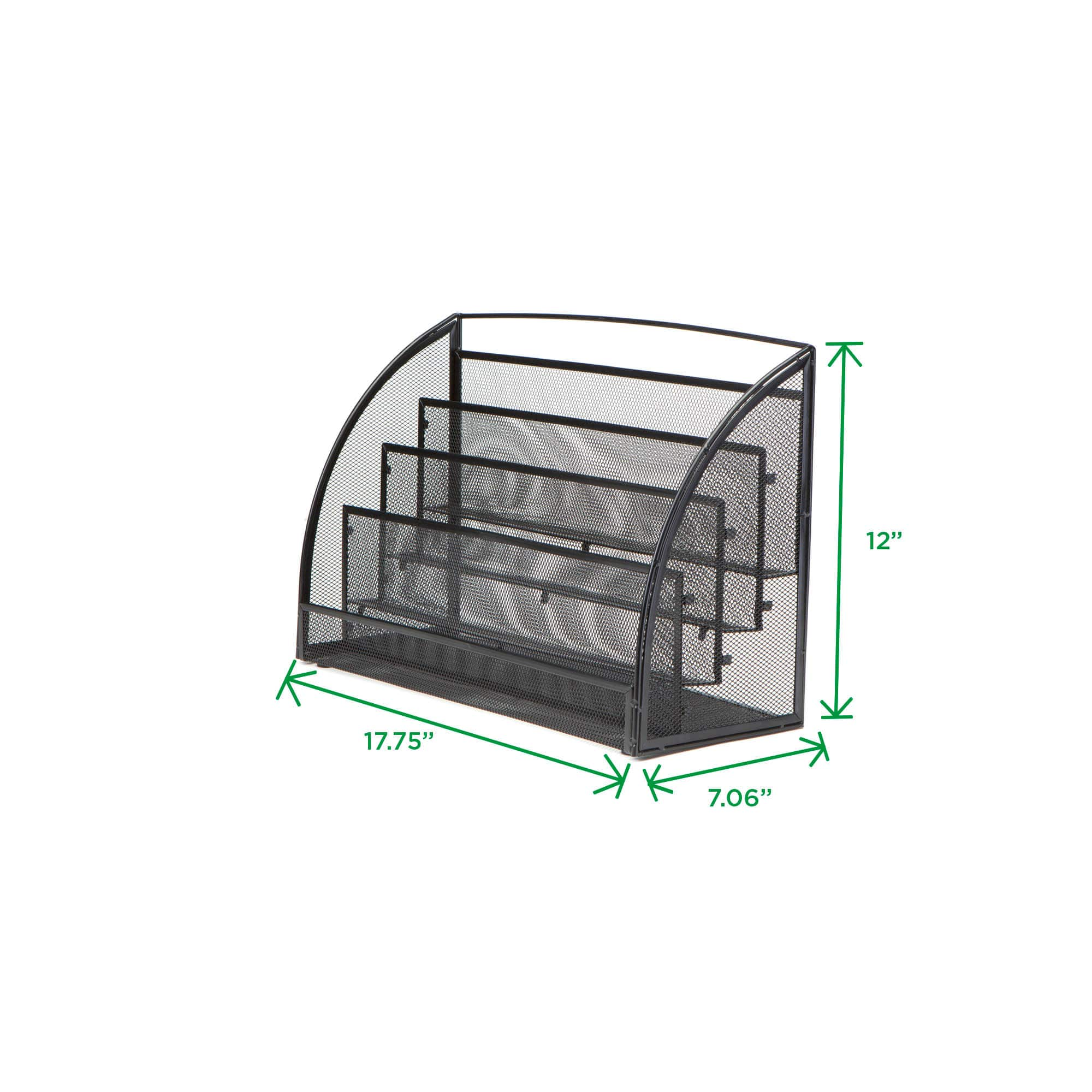 Mind Reader Black 4 Pocket Metal Mesh Newspaper &#x26; Magazine Rack