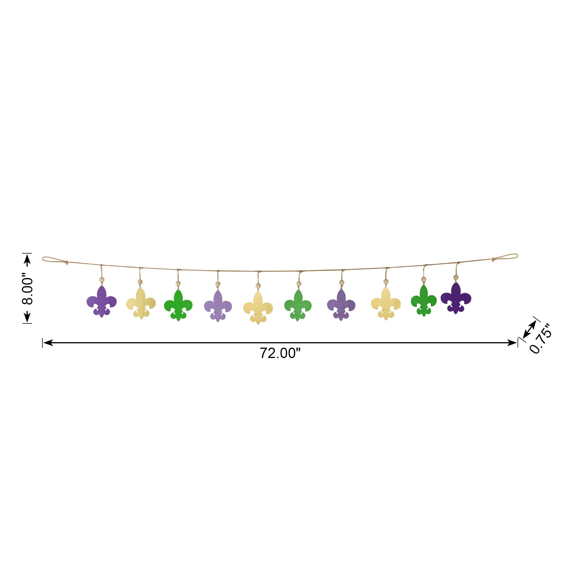 Glitzhome® 6ft Mardi Gras Metal Fleur-de-Lis Garland