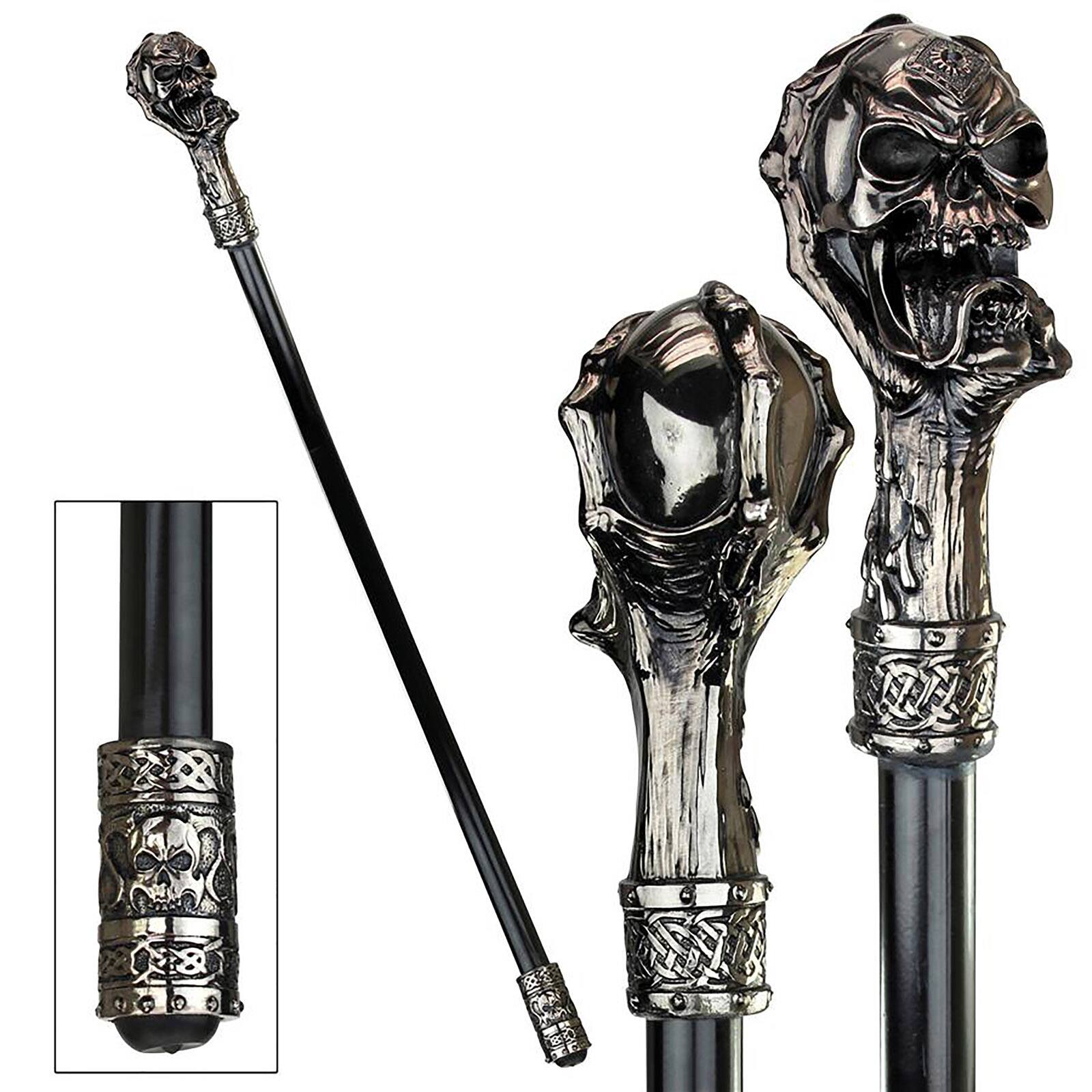 Design Toscano Dragonsthorne Collection: Death's Grip Skull & Claw Walking Stick