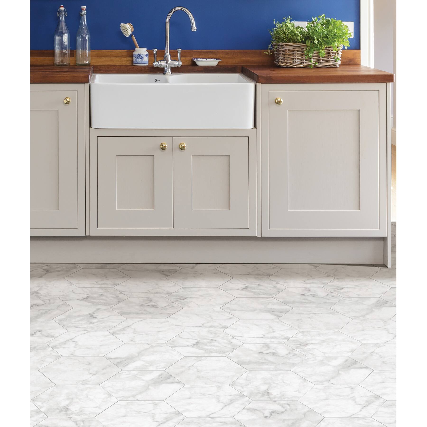 FloorPops Milena Peel & Stick Hexagon Floor Tiles