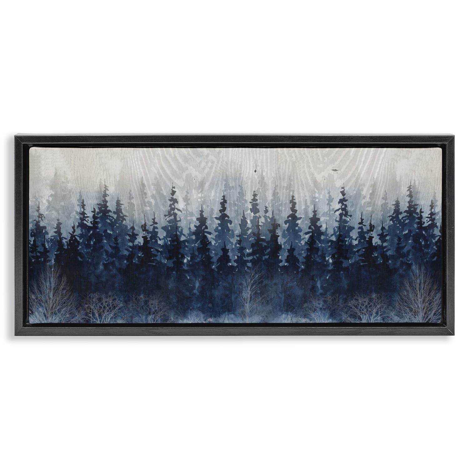 Stupell Industries Rustic Blue Forest Tree Line Floater Framed Art