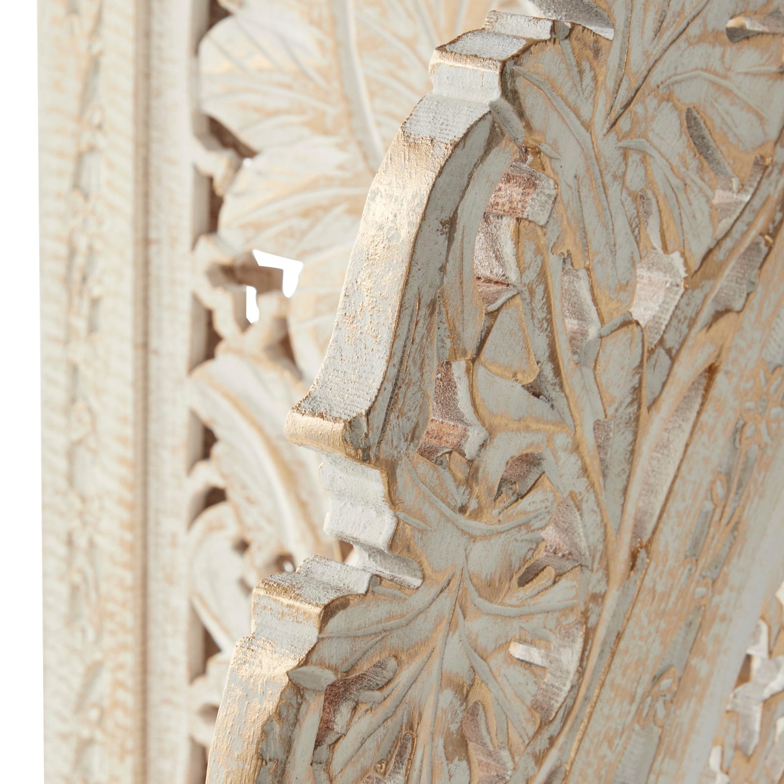 White Mango Wood Eclectic Room Divider Screen, 72 " x 60 " x 2 "