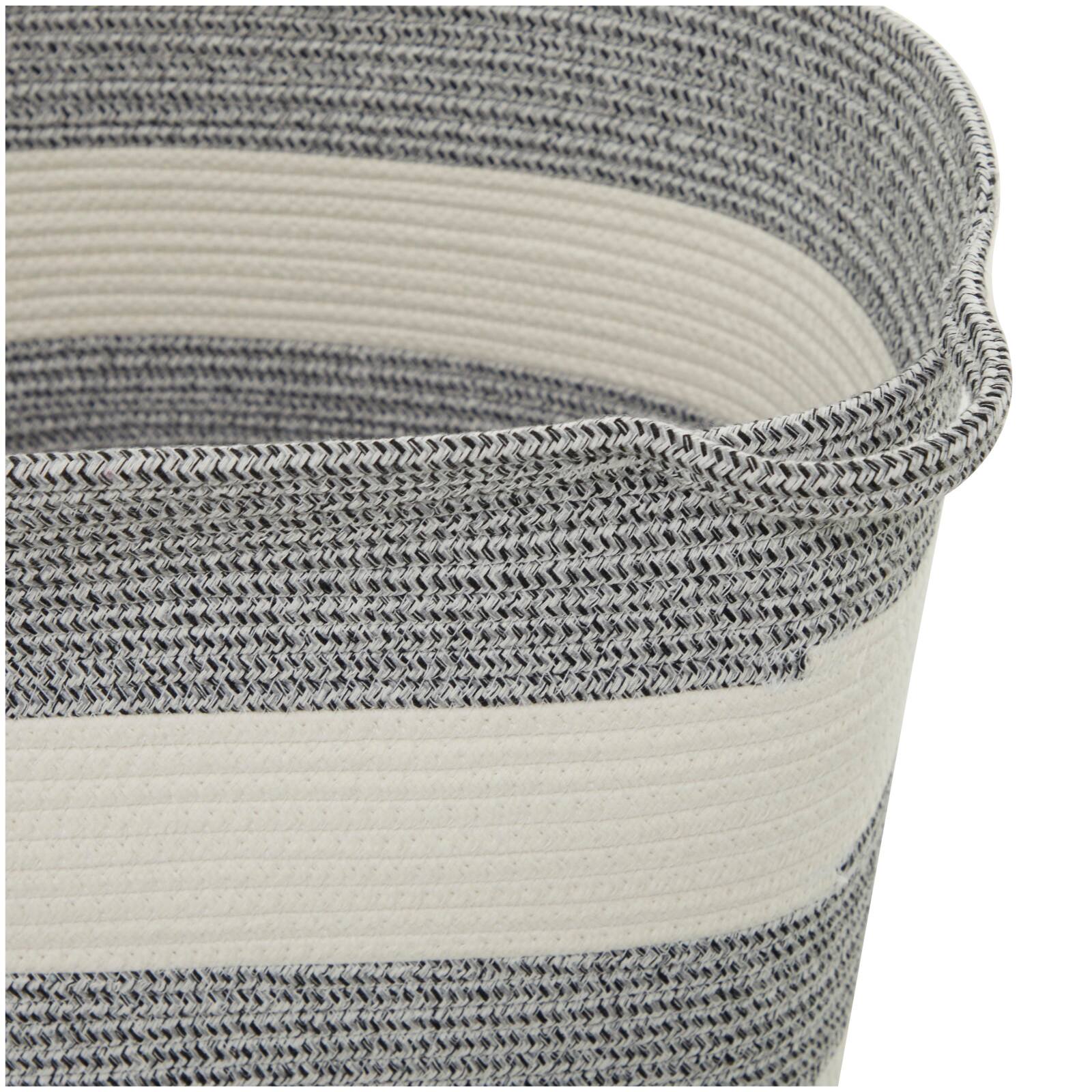 Gray Cotton Handmade Striped Storage Basket with Handles Set of 2 19", 19"
