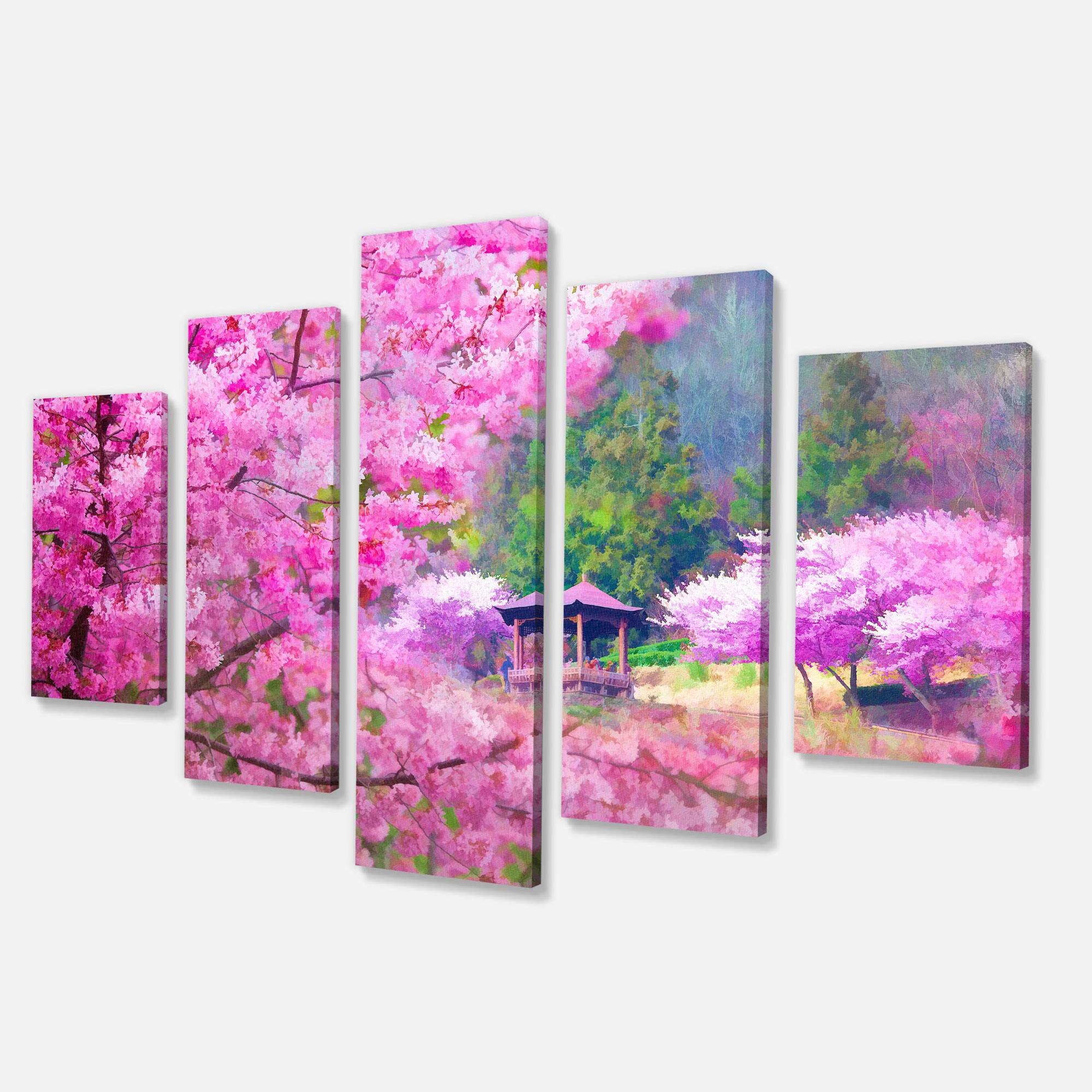 Designart - Japanese Cherry Flowers - Large Floral Art Canvas Print