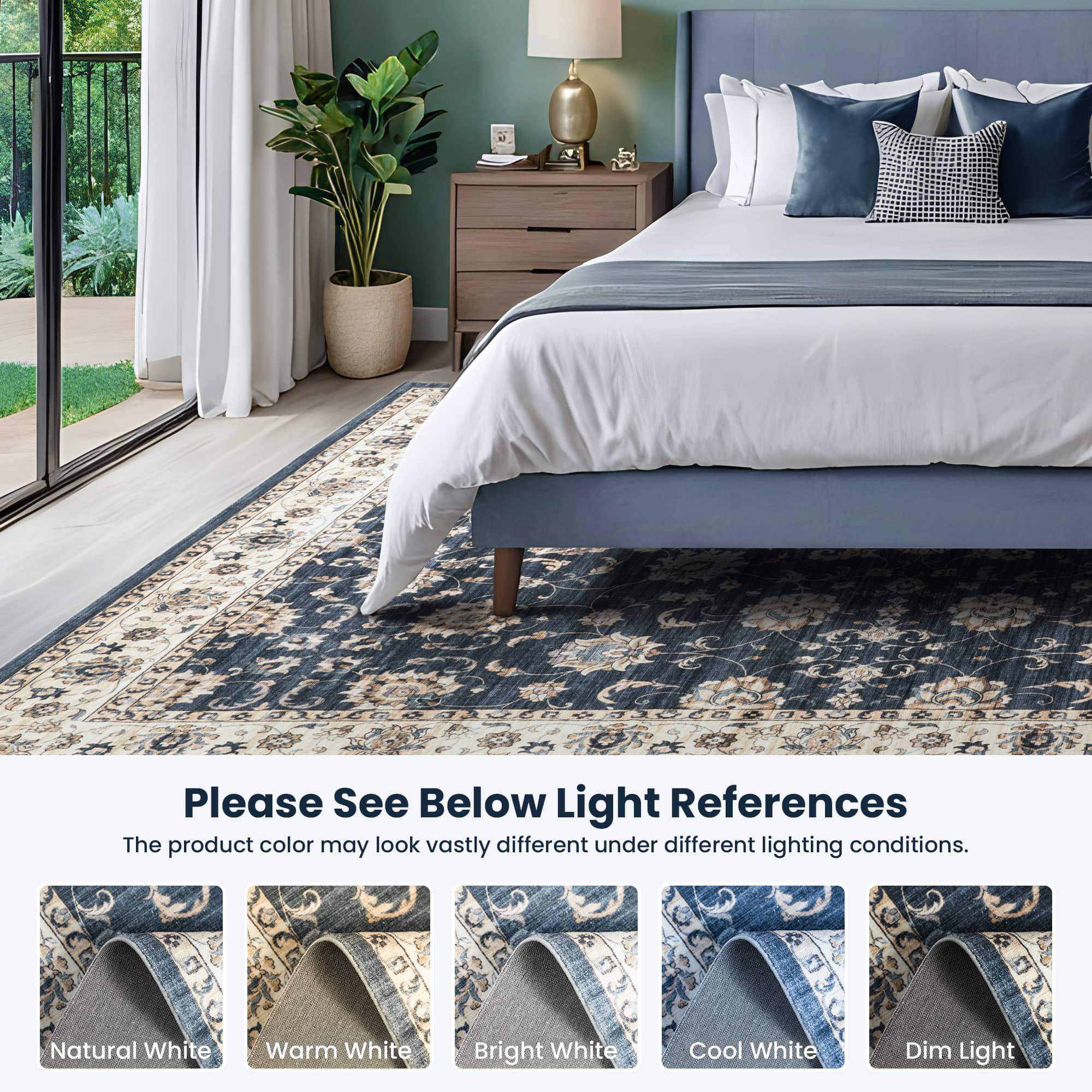 Glitzhome&#xAE; Blue &#x26; Ivory Oriental Area Rug