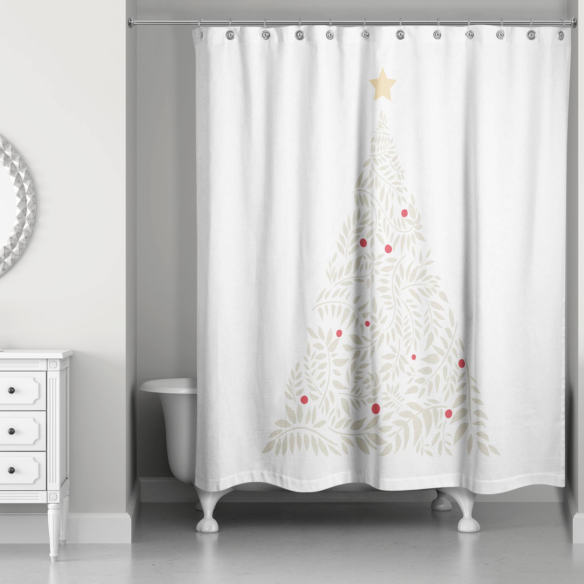 Leafy Christmas Tree Shower Curtain