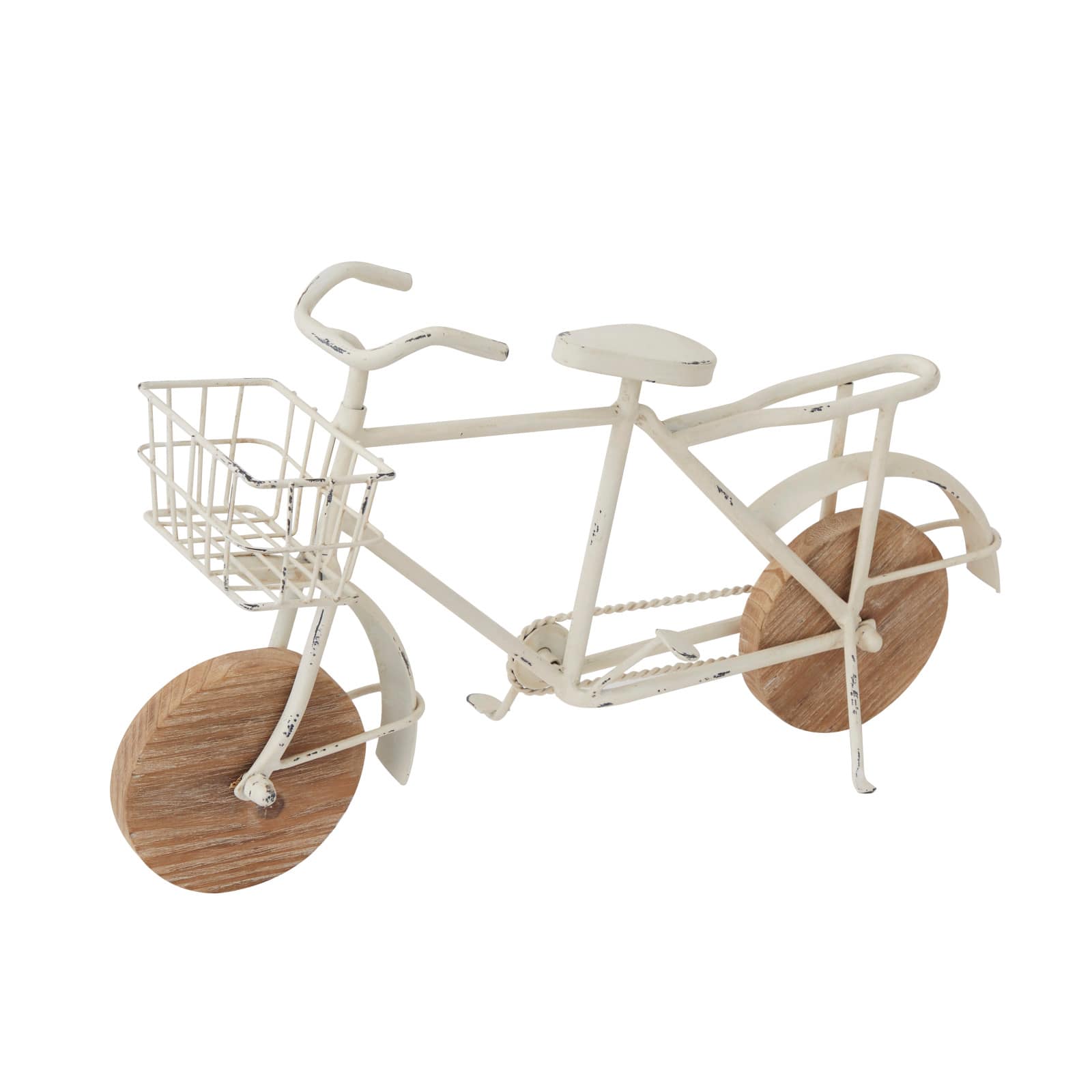 White Metal Eclectic Bike Sculpture, 10 x 17 x 5 By Ivory And Iris