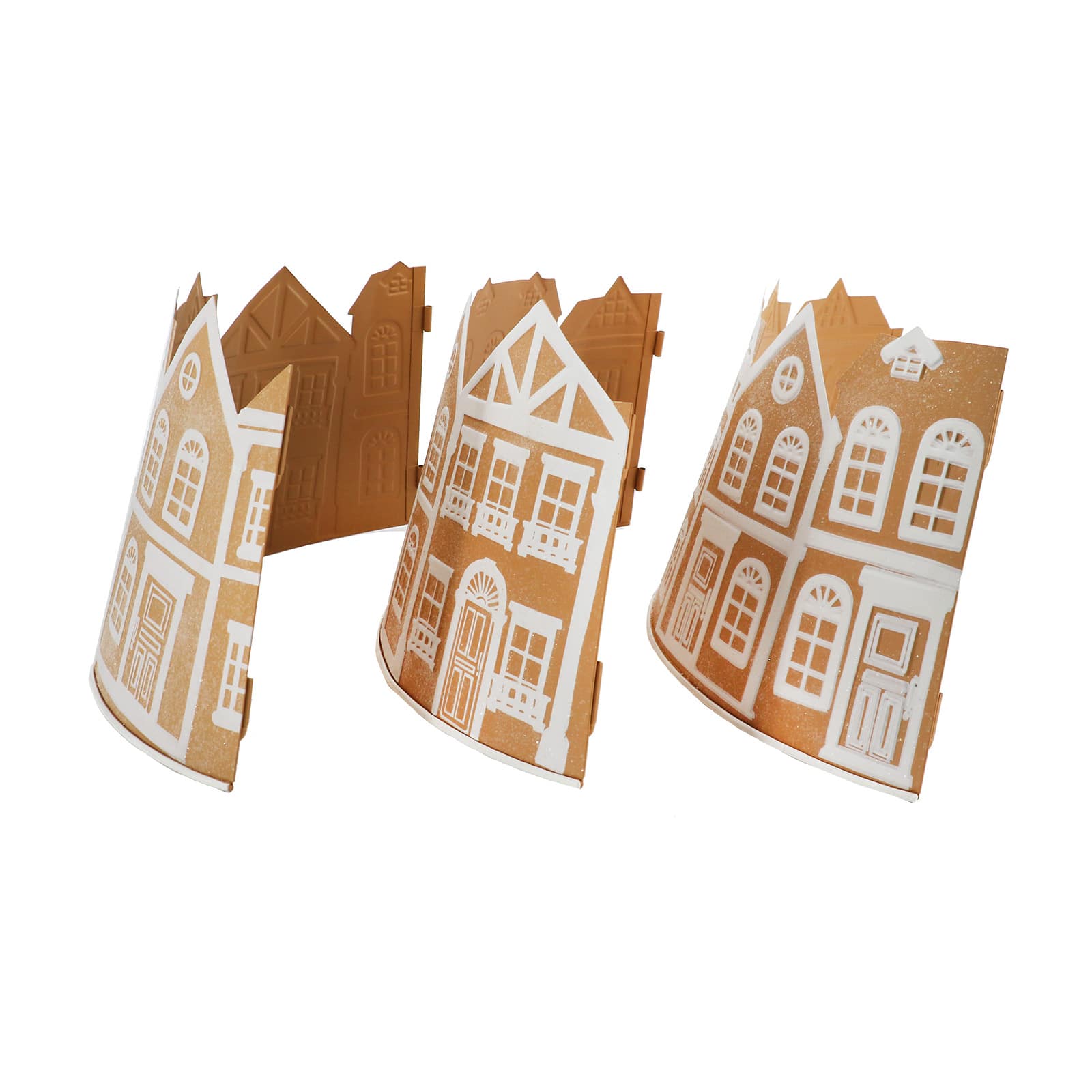 26.75&#x22; Brown &#x26; White Metal Gingerbread Village Tree Collar by Ashland&#xAE;