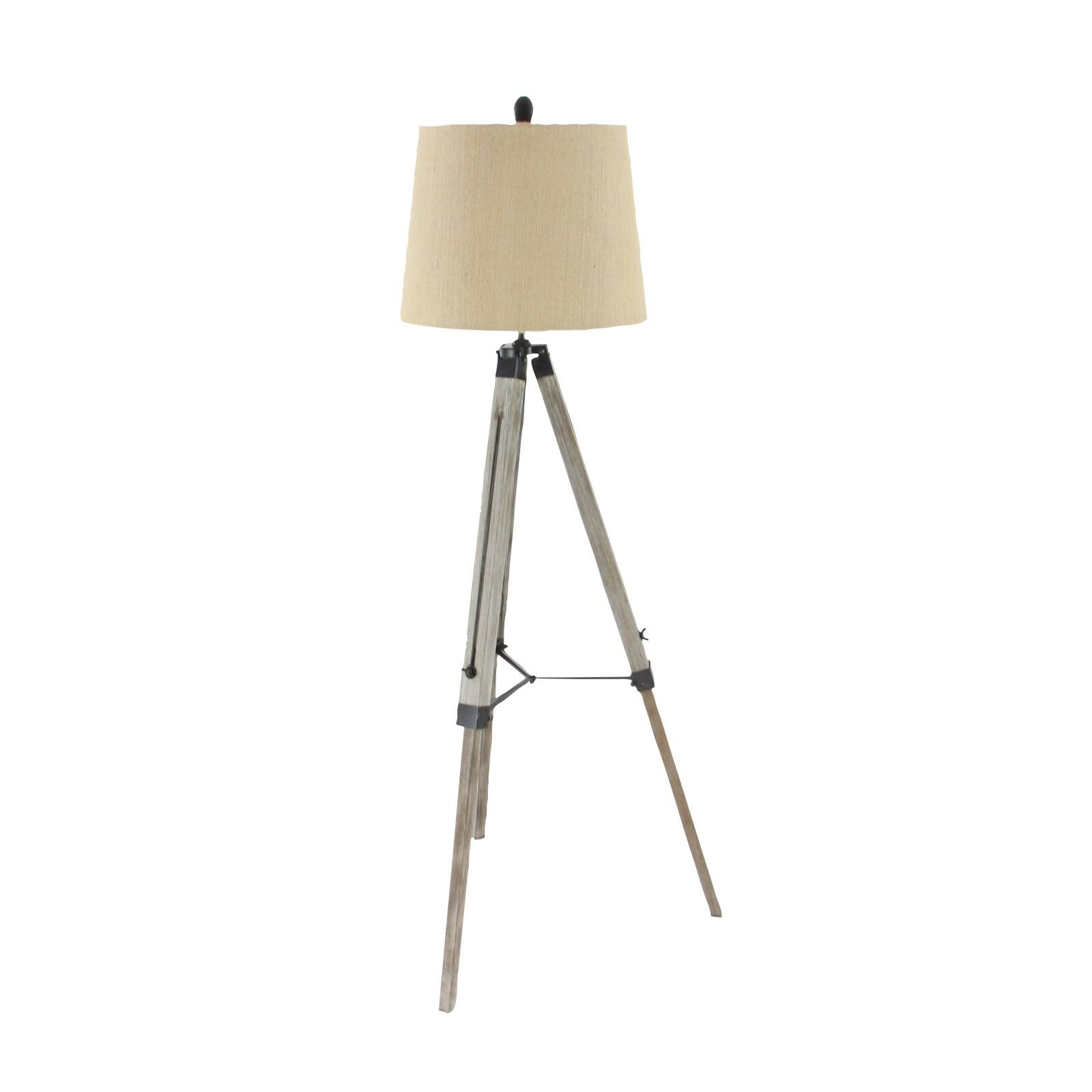 Brown Wood Industrial Floor Lamp, 61" x 25" x 25"