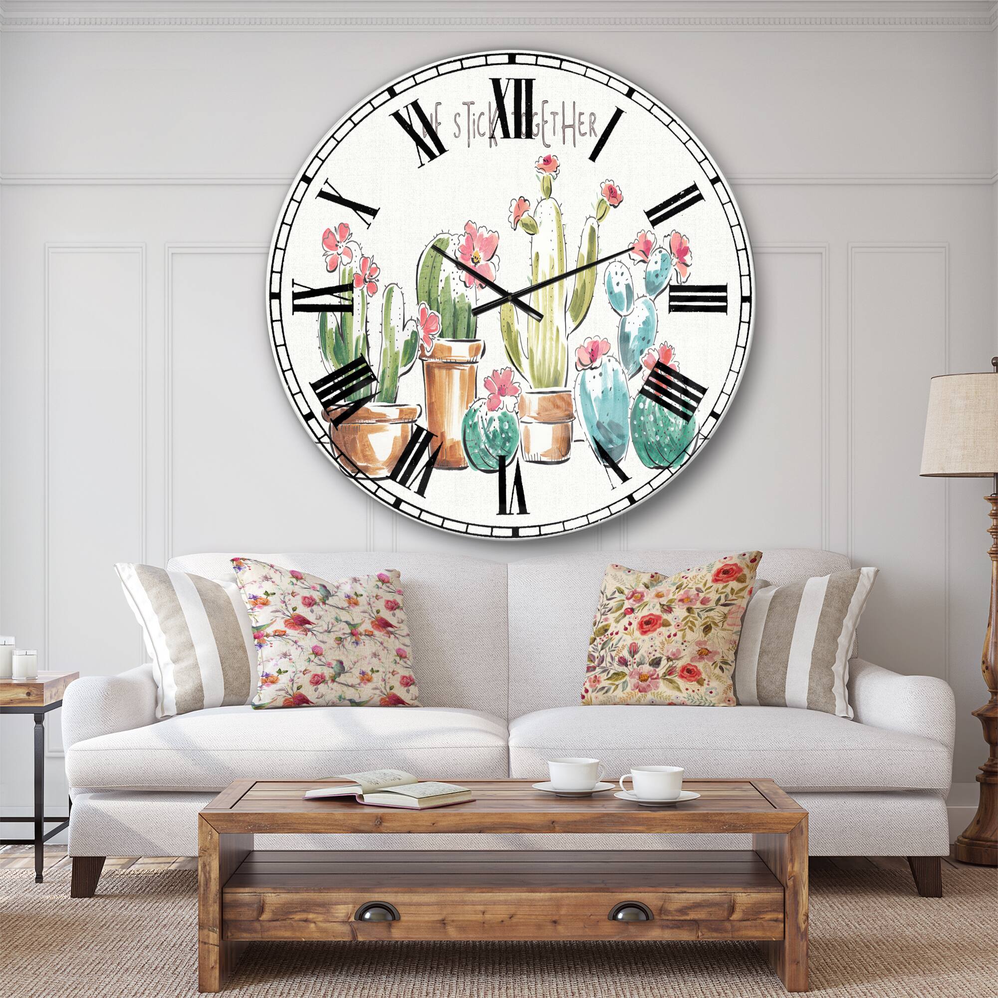 Designart 'Desert Botanical Bloom Iii Farmhouse Wall Clock