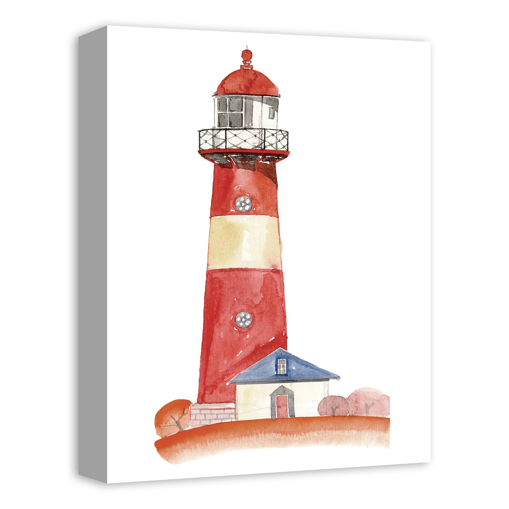 Red Lighthouse 12" x 16" Canvas Wall Art