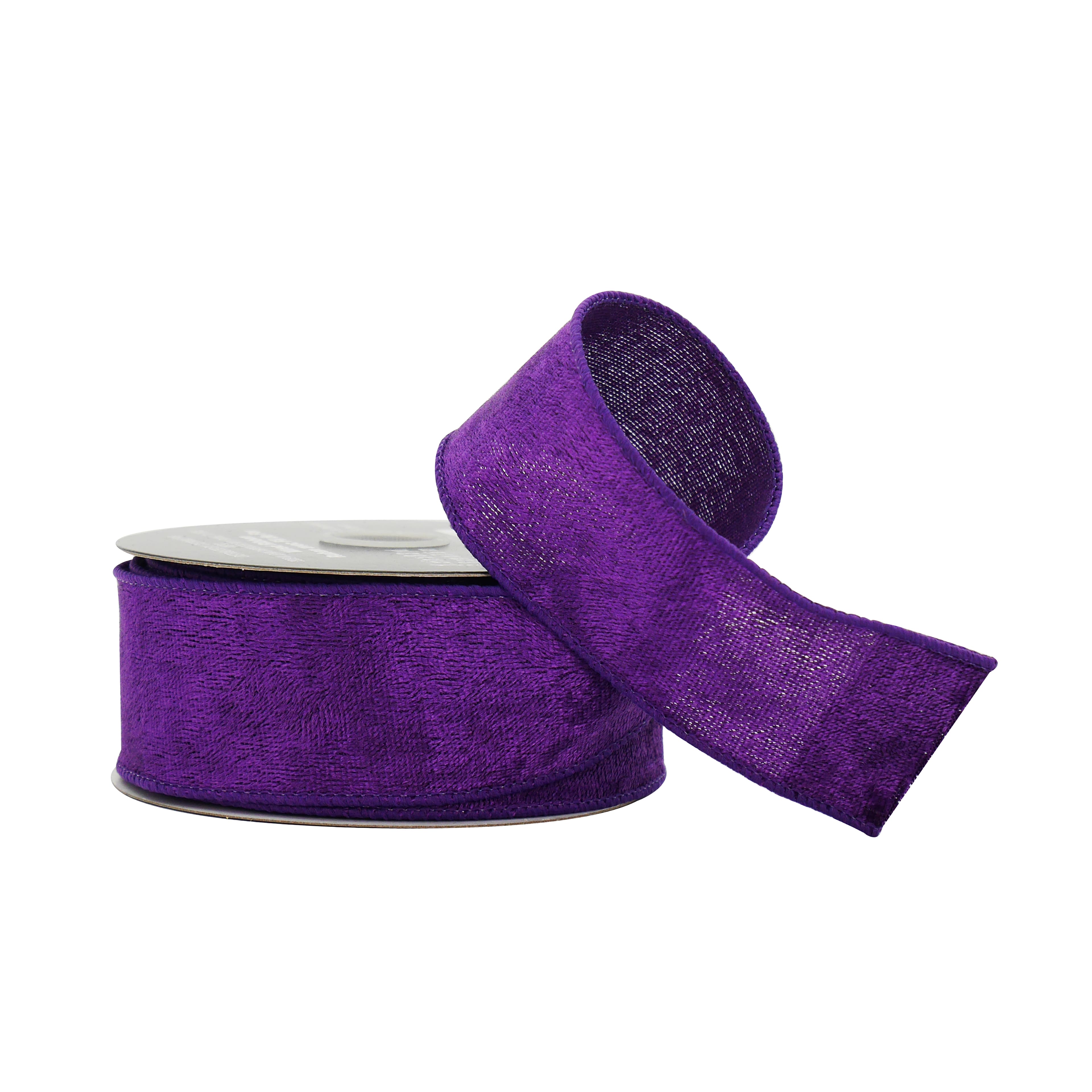 1.5" x 25ft. Purple Solid Wired Velvet Ribbon by Celebrate It® Halloween