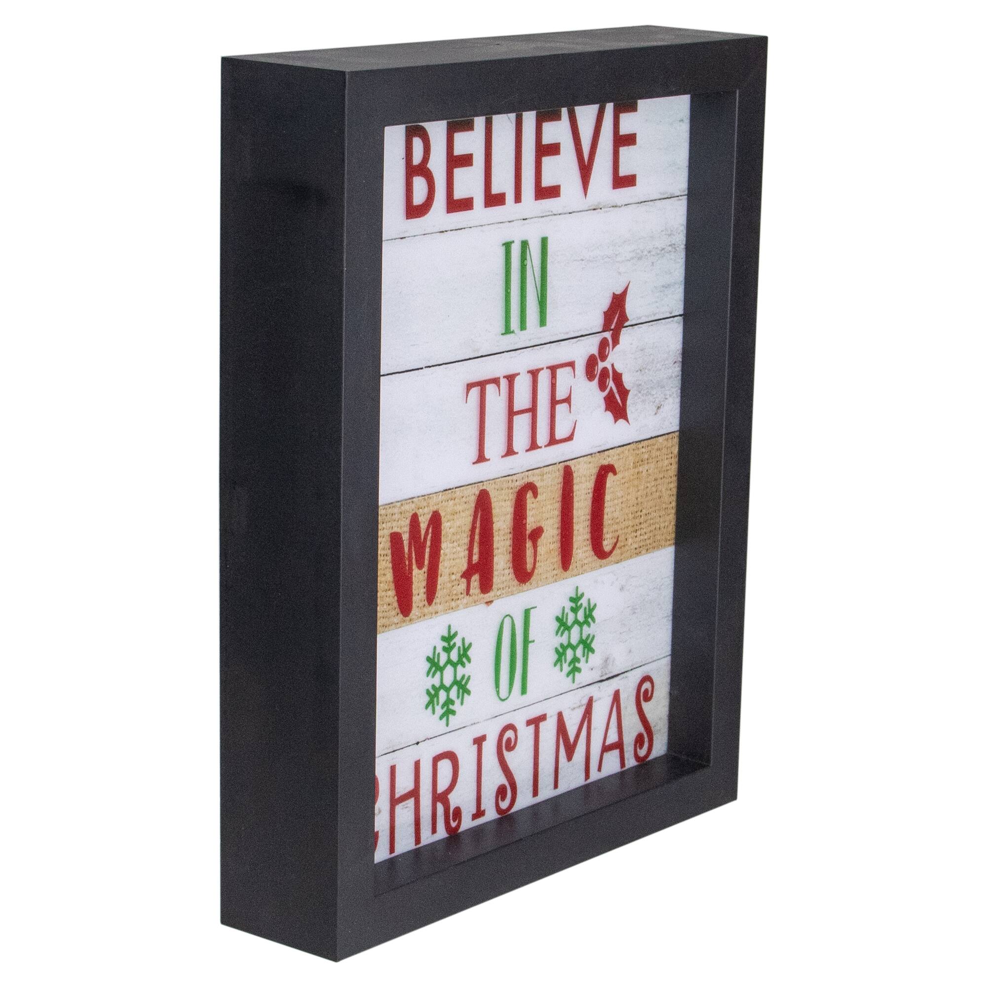 LED Lighted &#x27;Believe in the Magic of Christmas&#x27; Shadow Box Wall Art