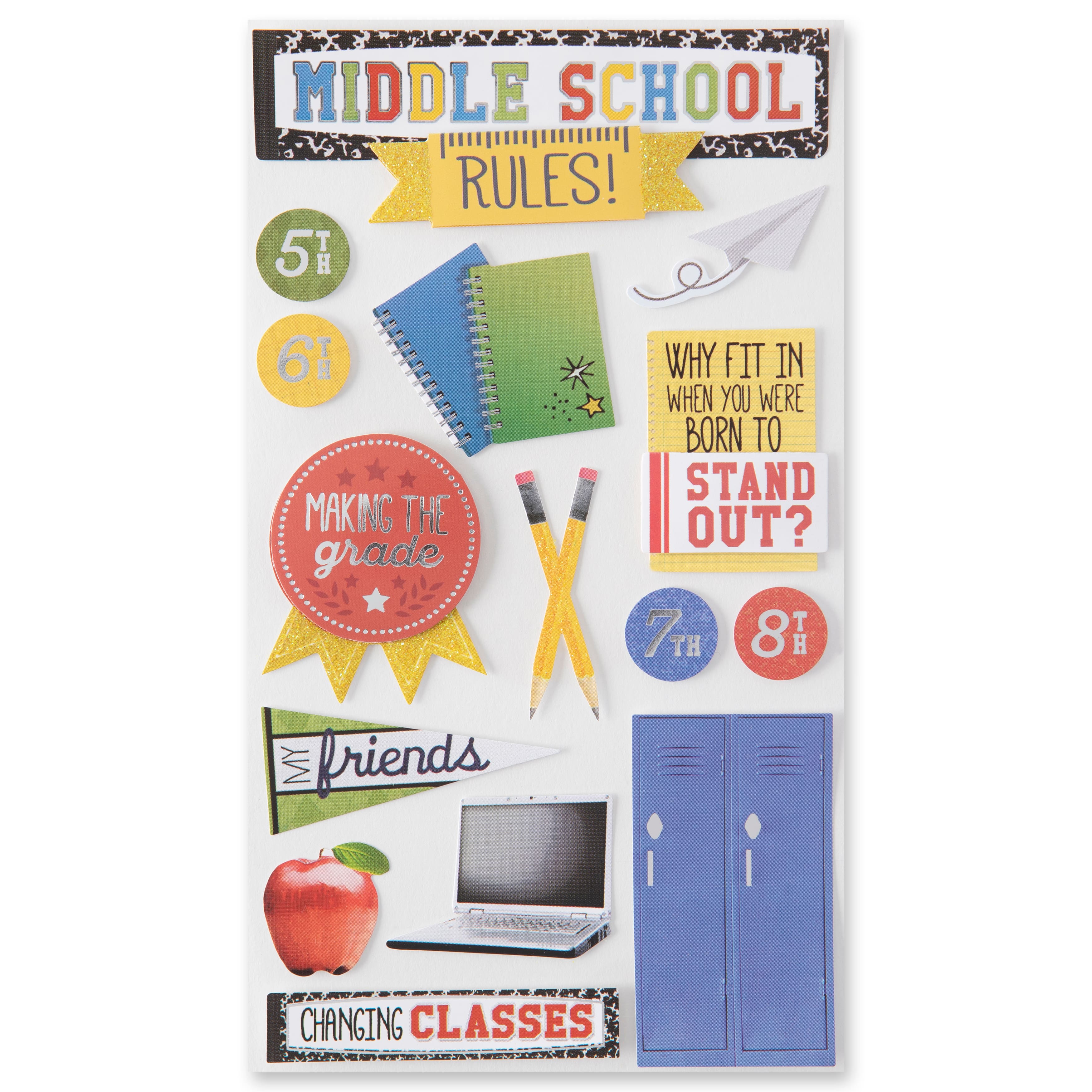 12 Pack: Middle School Stickers by Recollections™