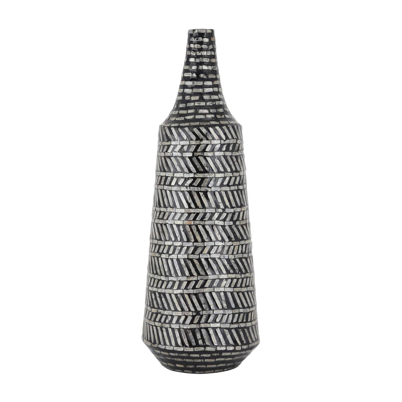 Black Shell Contemporary Vase, 28&#x22; x 10&#x22; x 10&#x22;
