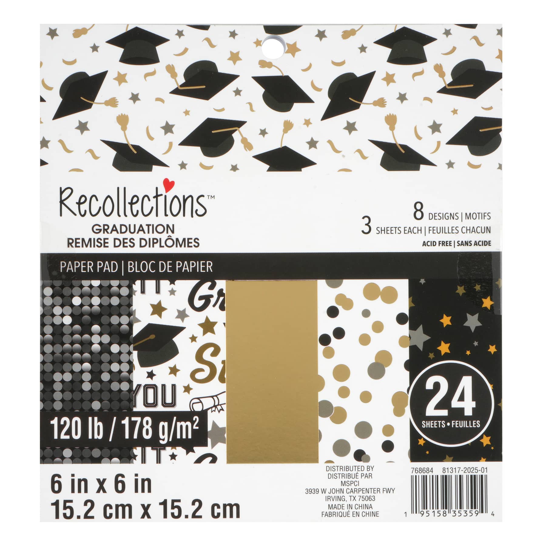 6" x 6" Graduation 120lb. Paper Pad by Recollections™, 24 Sheets