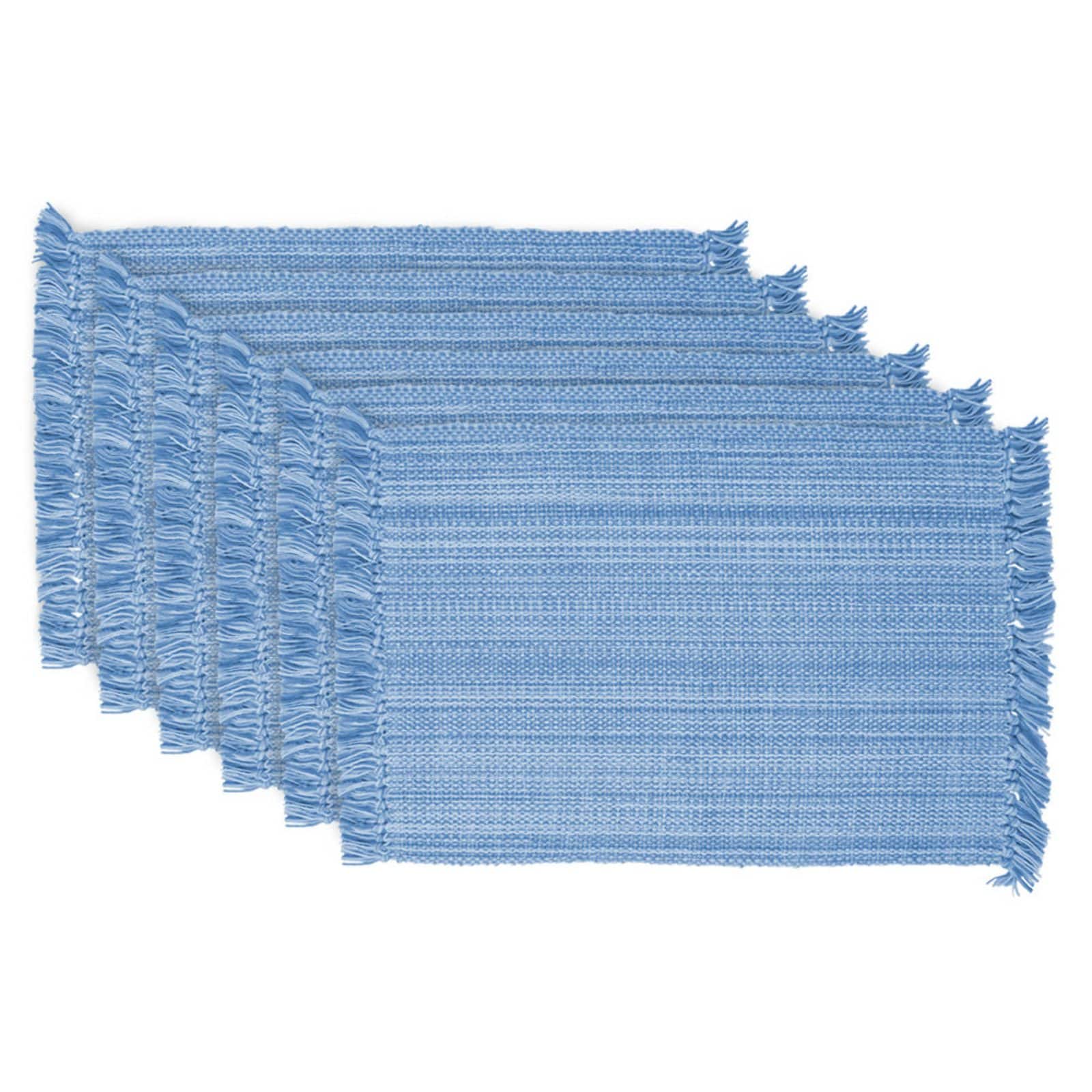 DII® Variegated Light Blue Fringe Placemats, 6ct.