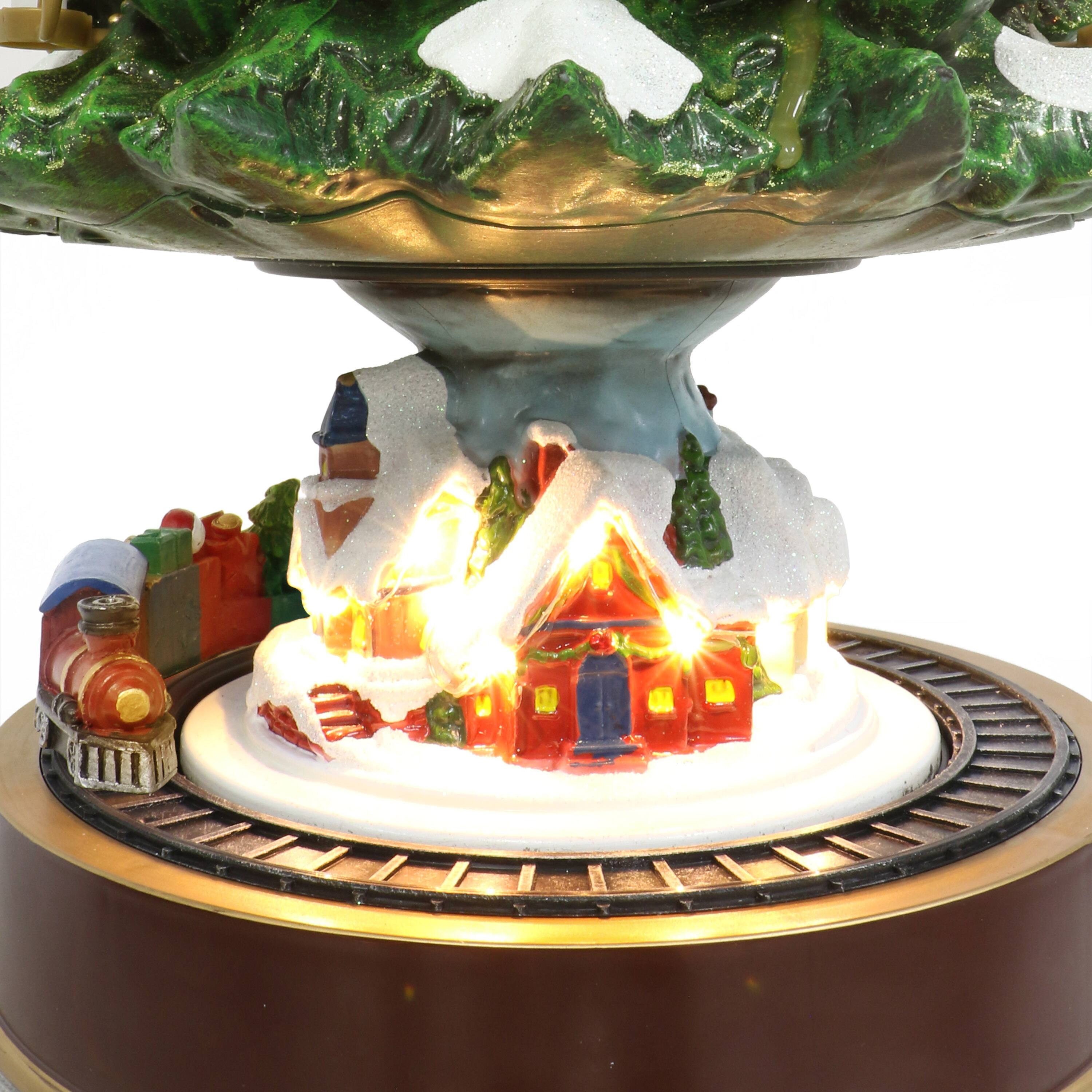 22" Animated Musical Christmas Tree Village with Moving Trains