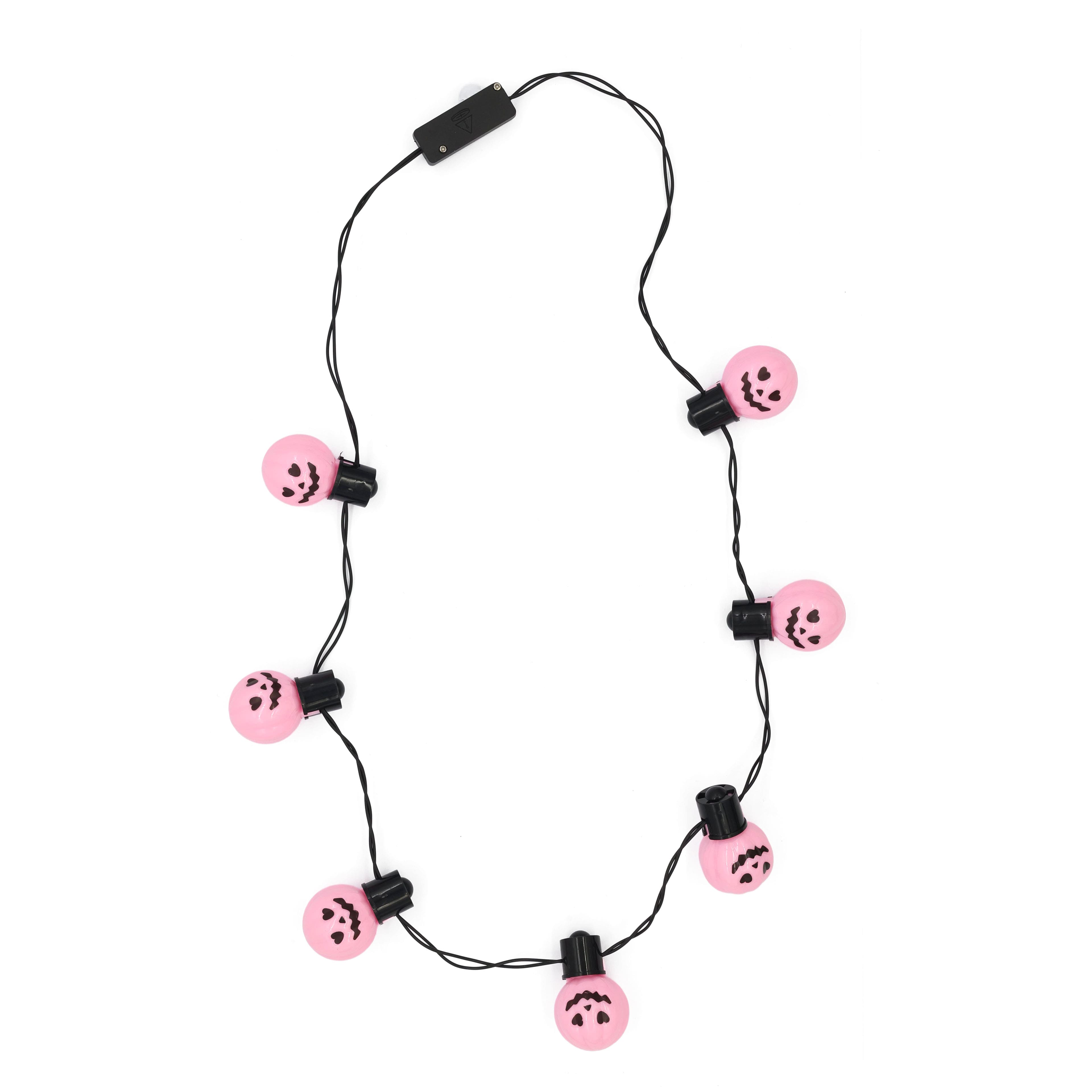 Pink Jack-o&#x27;-Lantern Light-Up Necklace by Celebrate It&#x2122;
