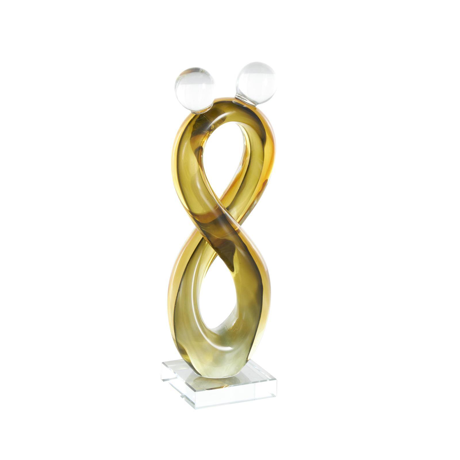 12" Amber Yellow Glass Abstract Infinity Sculpture